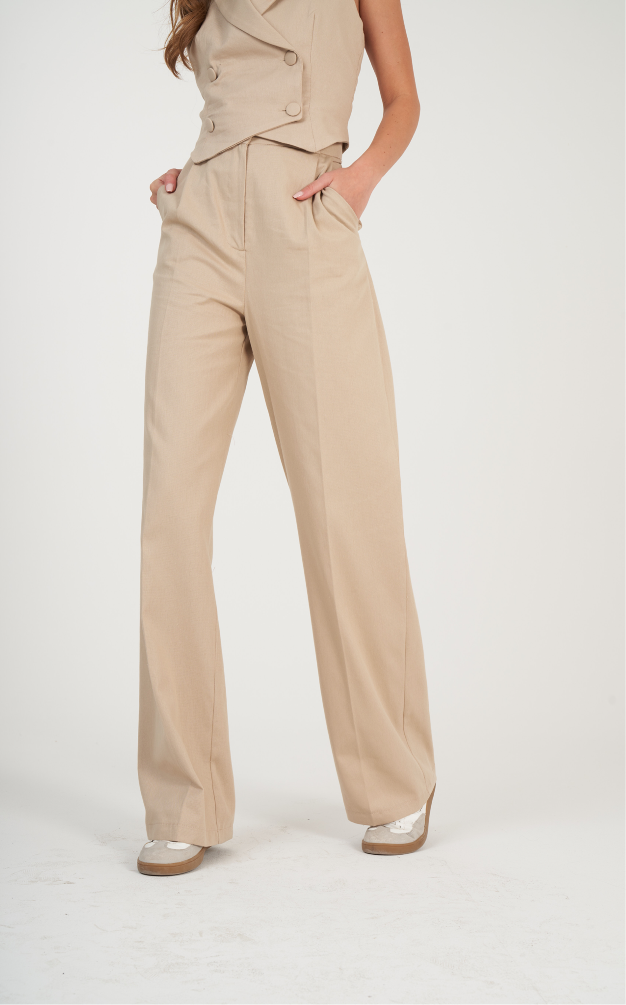 Relax Fit Gabardin Pantolon Vizon