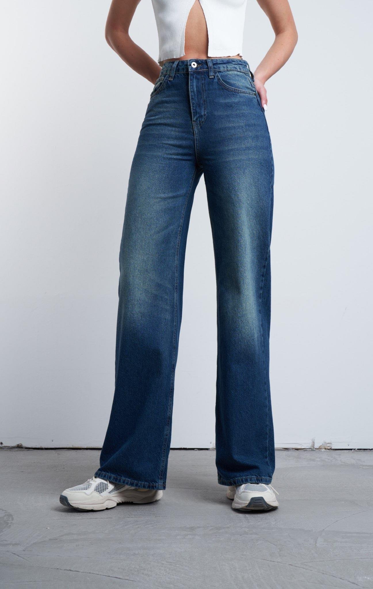 Retro Jean Pantolon Tint Yeşil