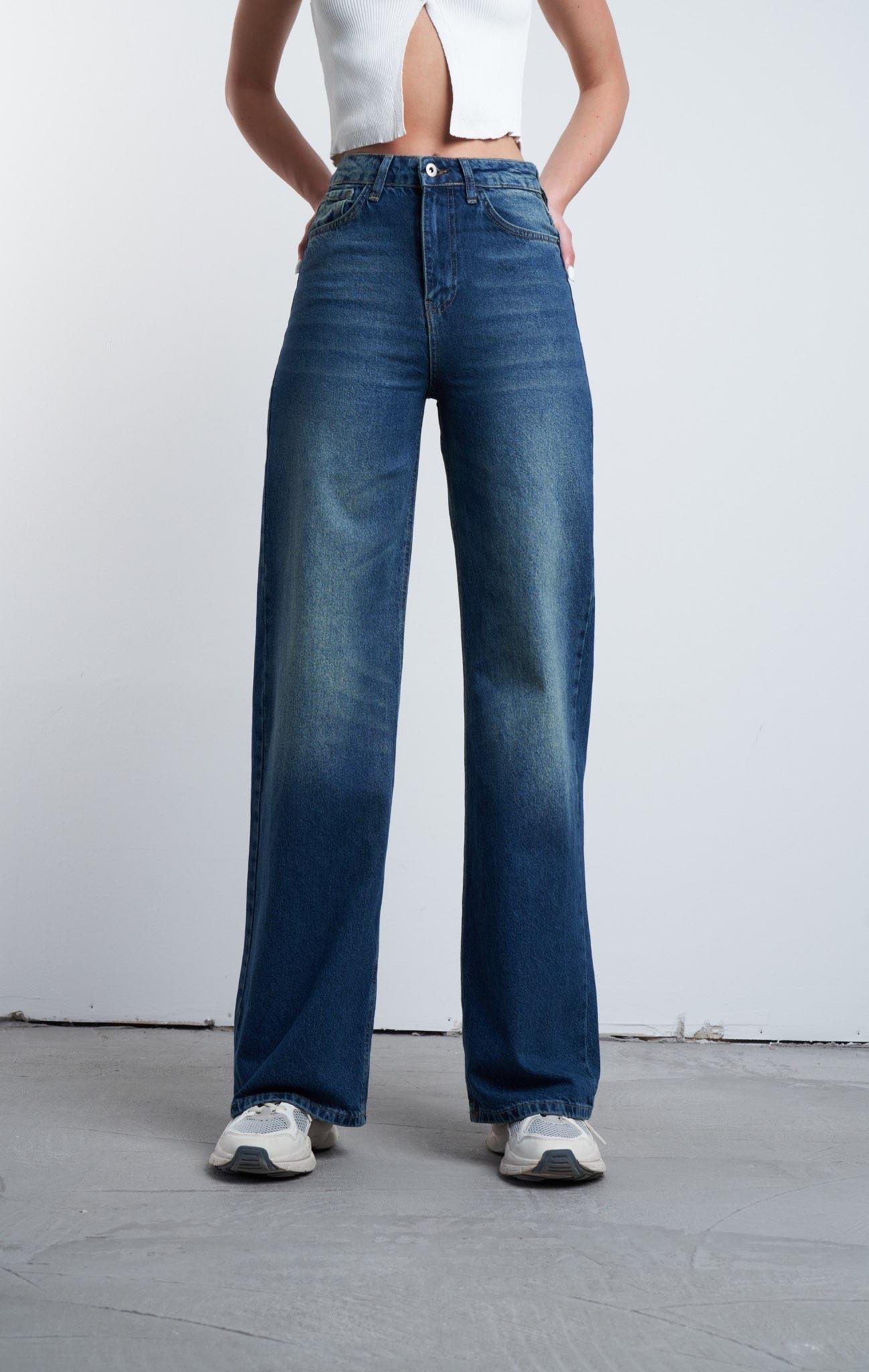 Retro Jean Pantolon Tint Yeşil