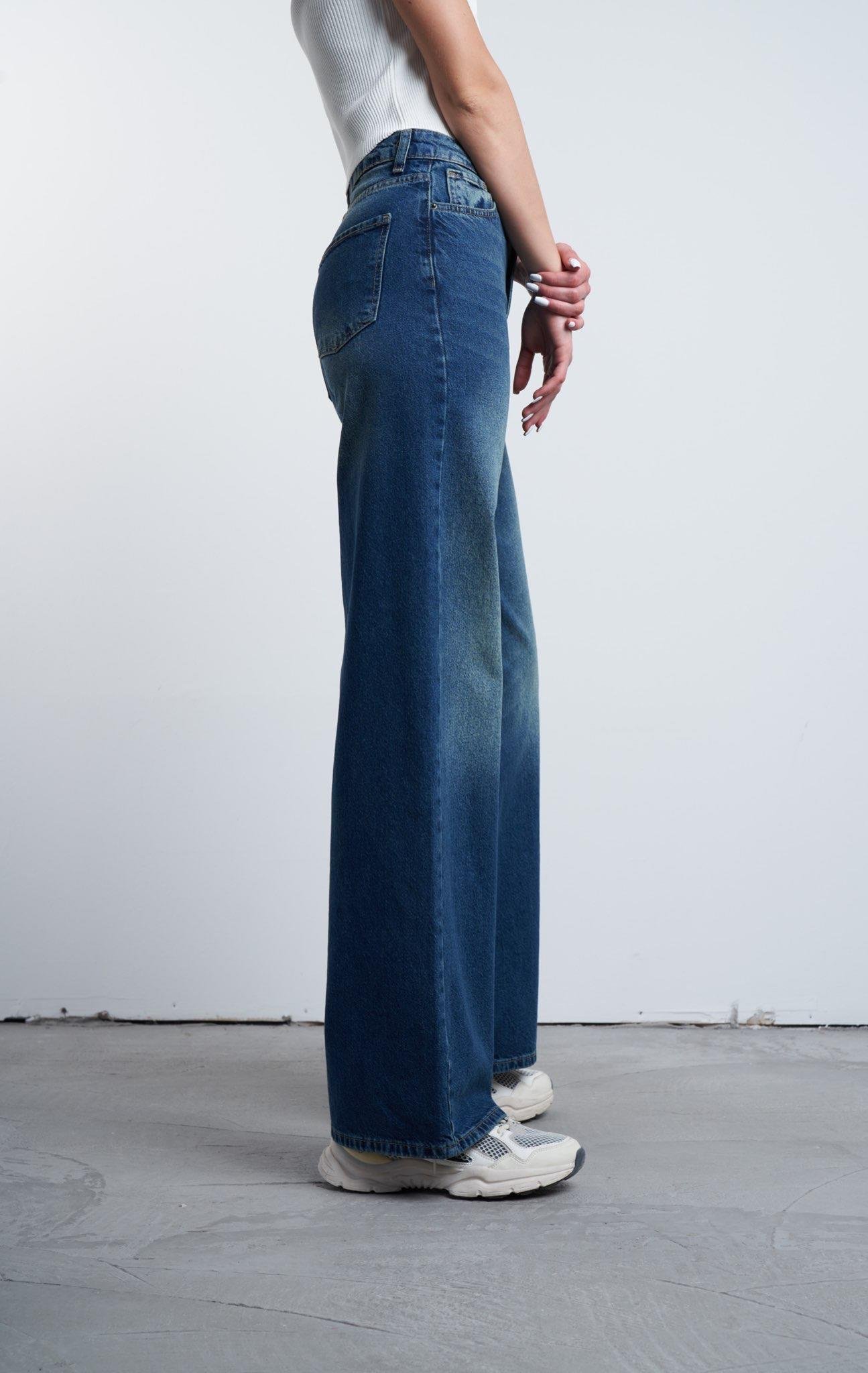 Retro Jean Pantolon Tint Yeşil