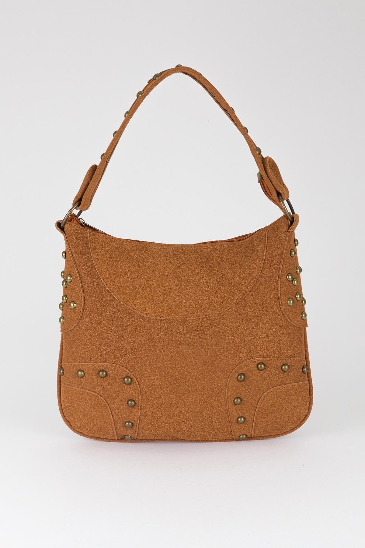 Retro Süet Omuz Çantası Taba