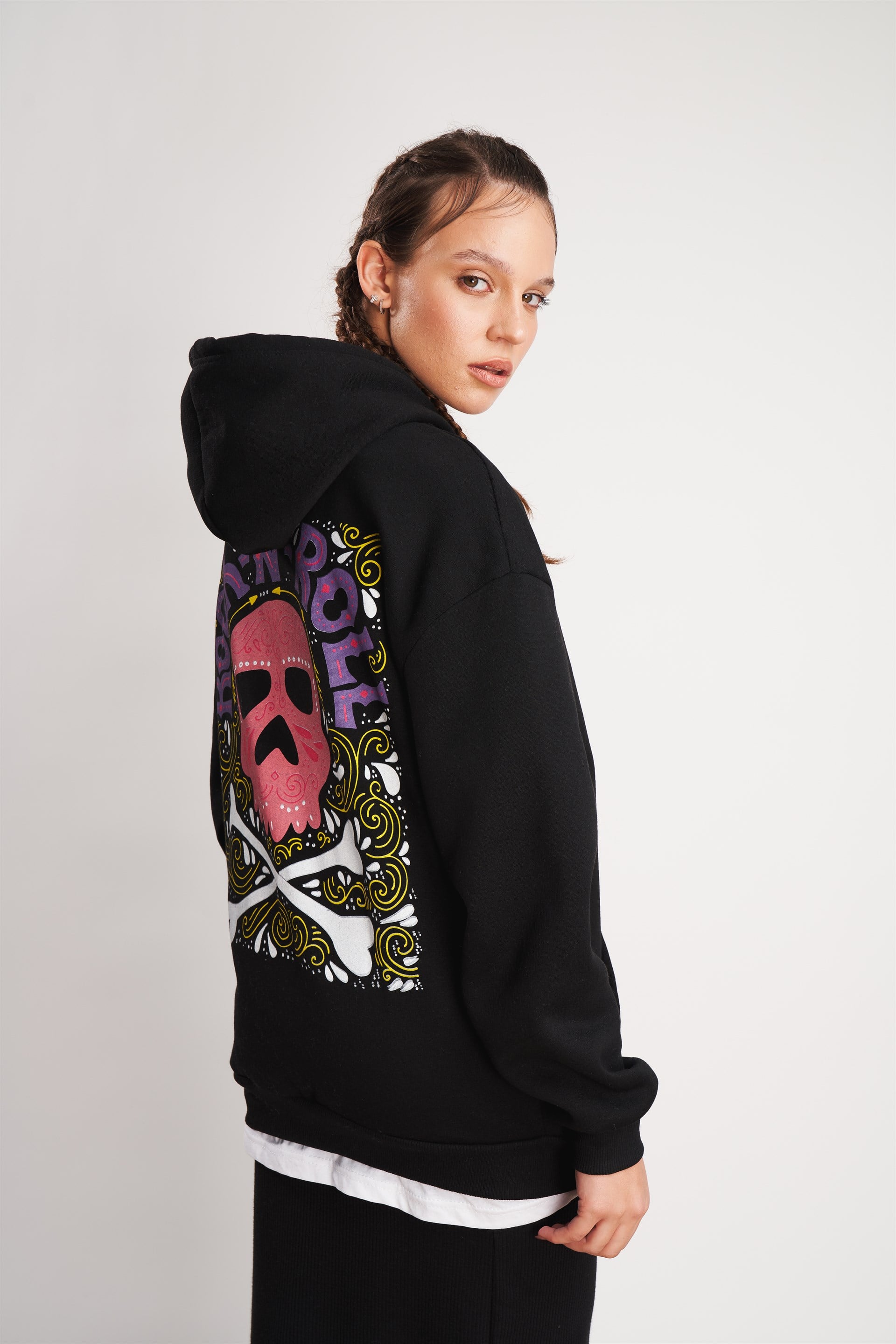 Rock N Roll Baskılı Sweatshirt