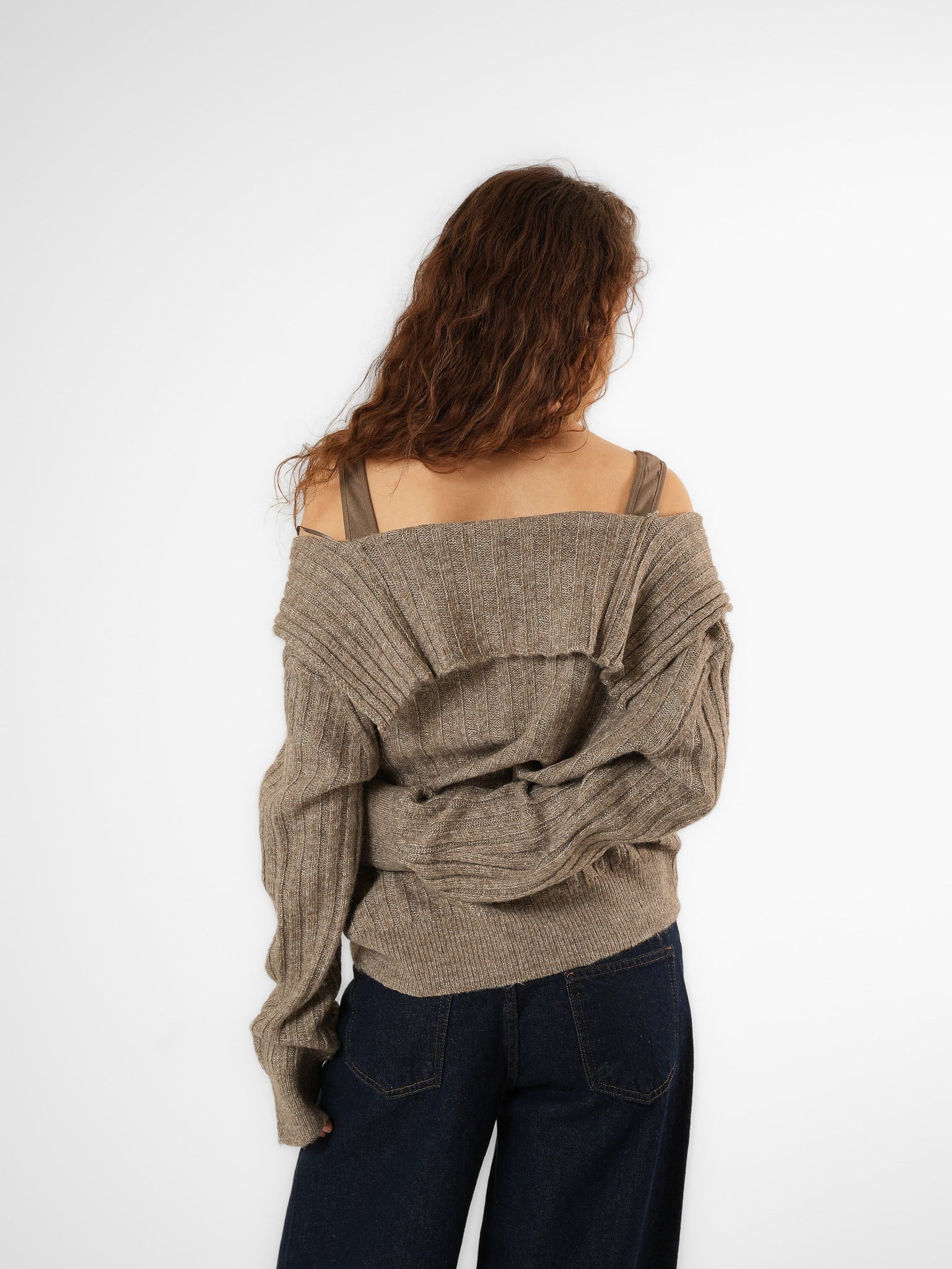 Şal Yaka Triko Hırka Vizon