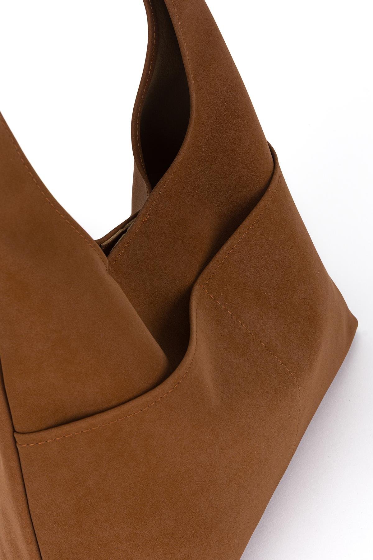 Salaş Süet Omuz Çantası Taba