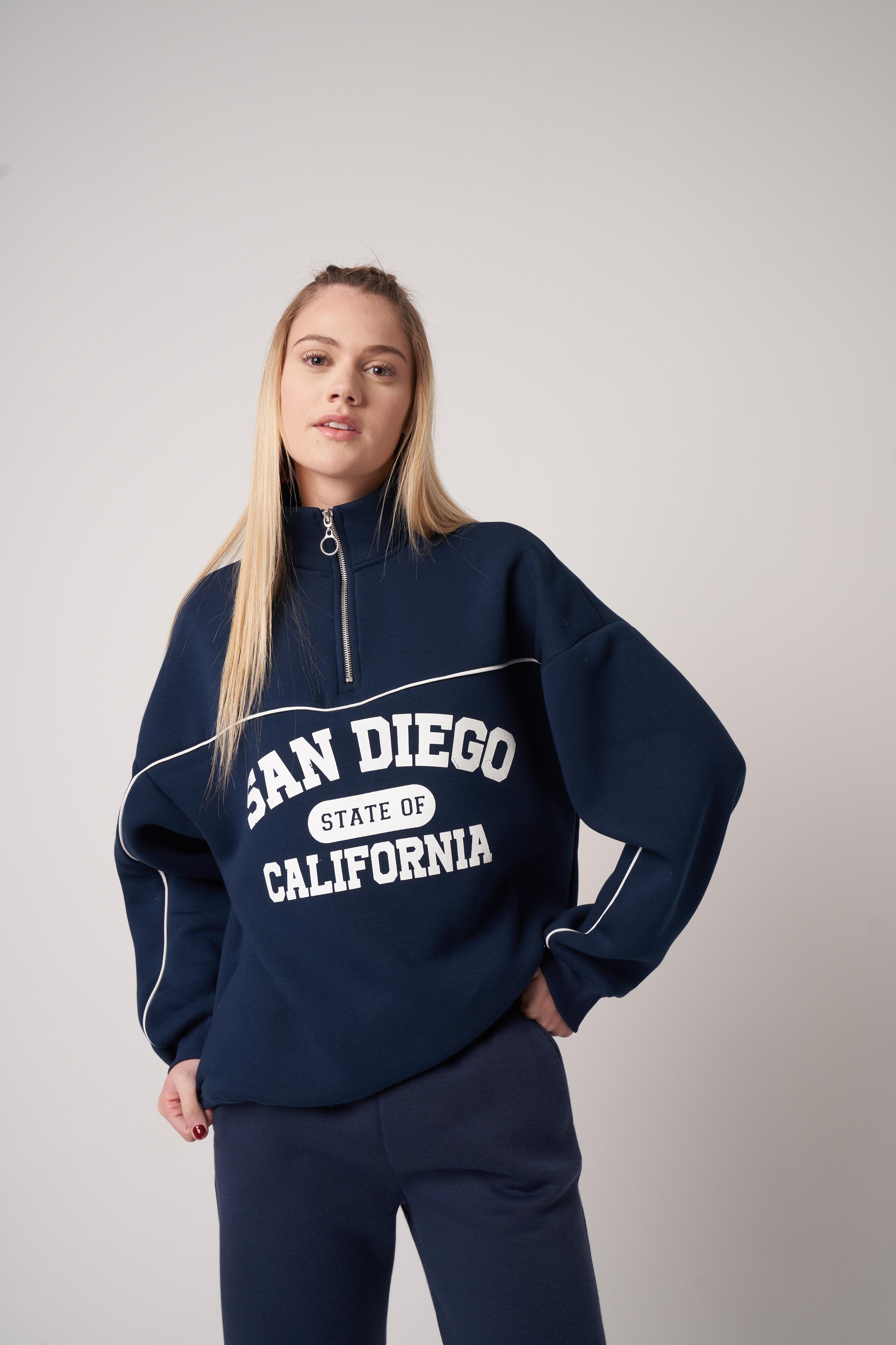 San Diego Baskılı Sweatshirt Lacivert