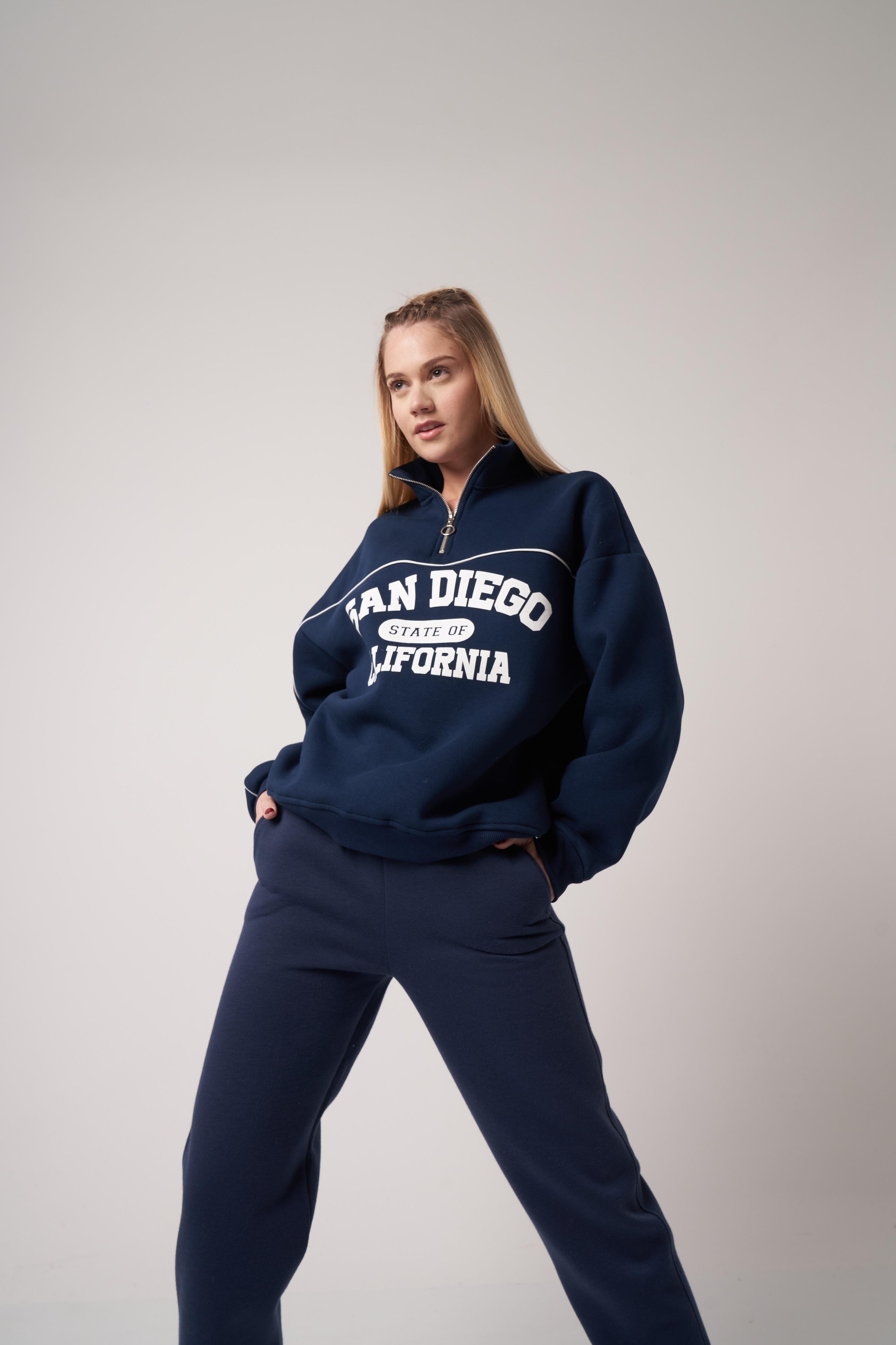 San Diego Baskılı Sweatshirt Lacivert