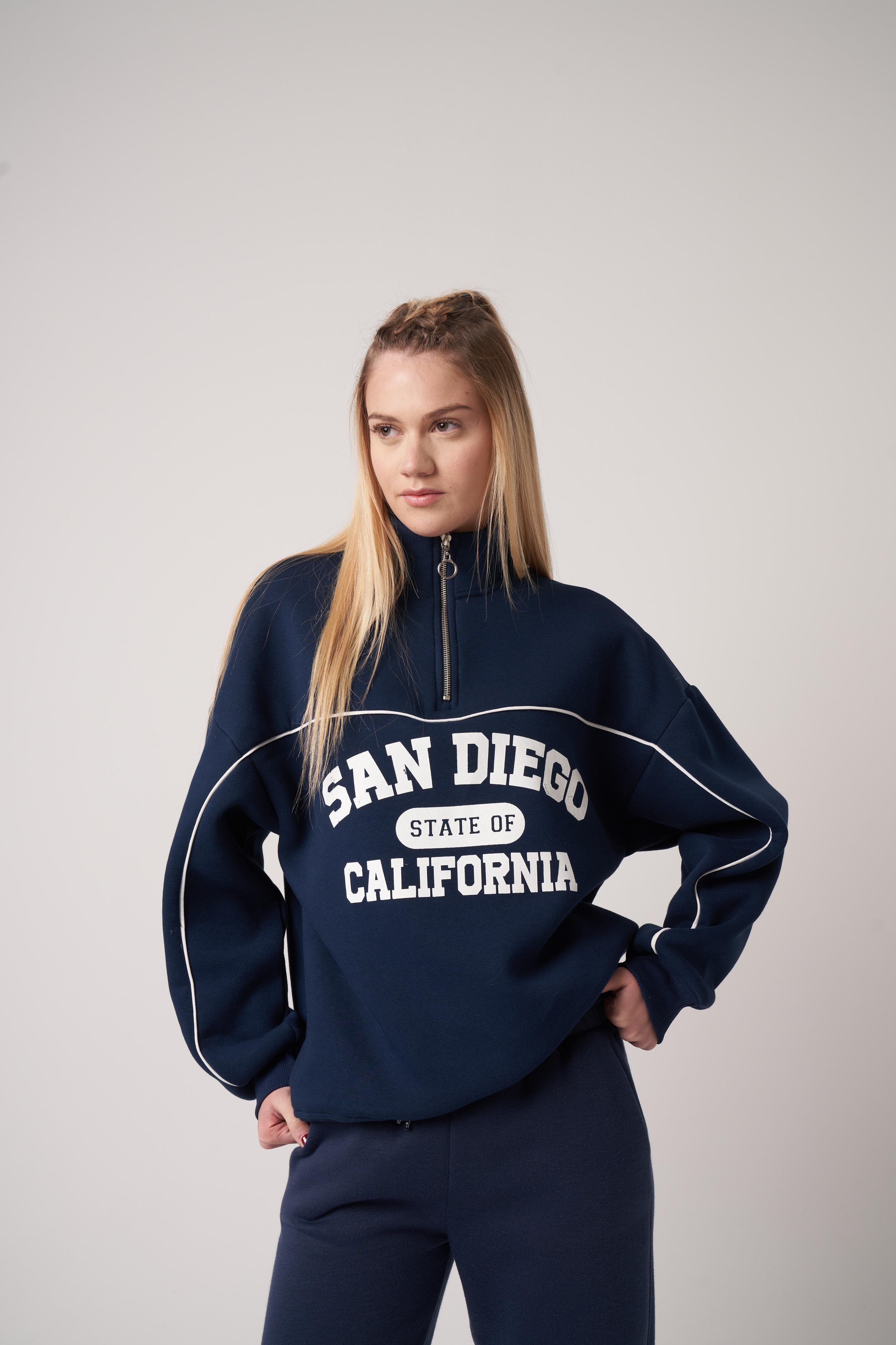 San Diego Baskılı Sweatshirt Lacivert