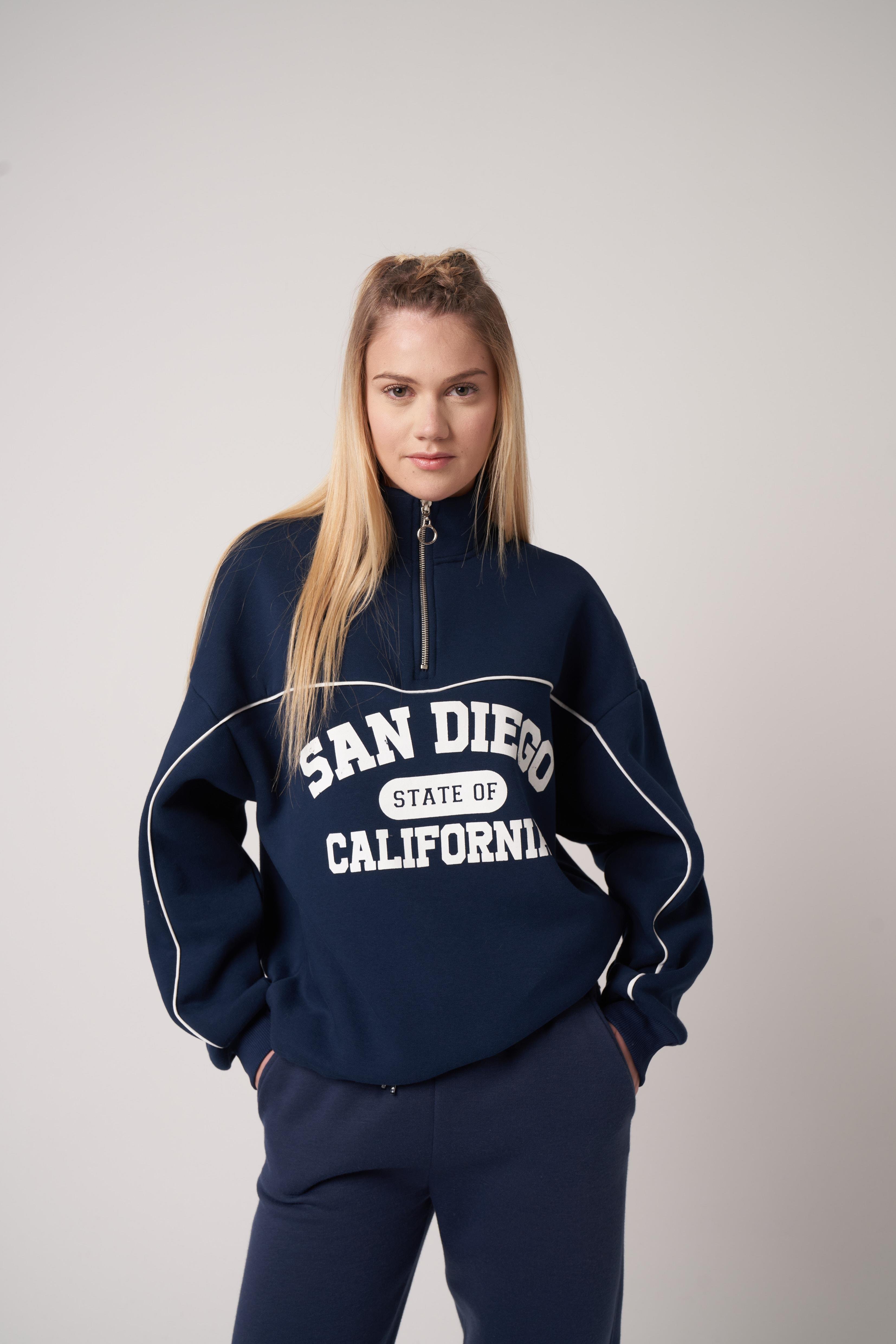 San Diego Baskılı Sweatshirt Lacivert