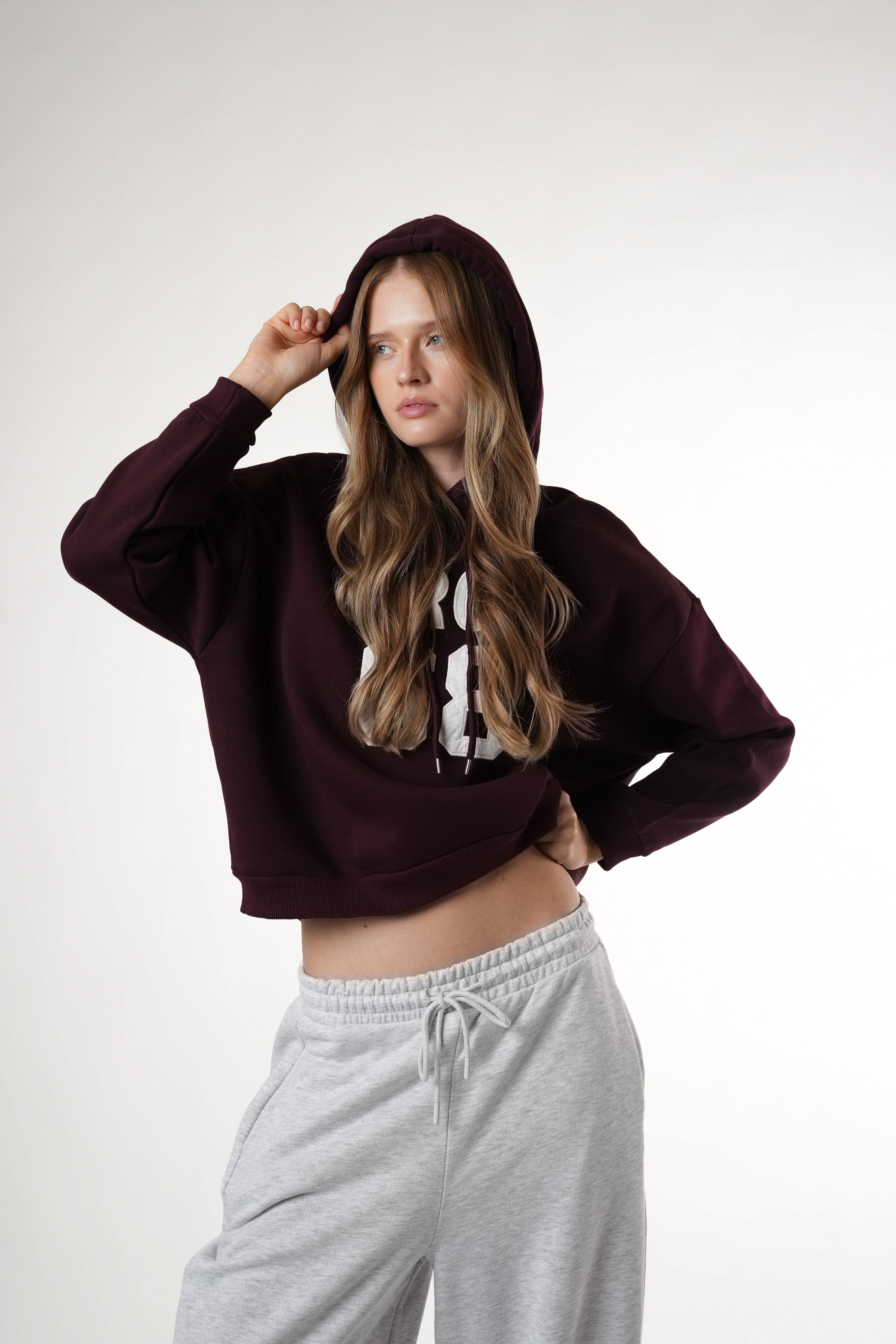 Şardonlu Sweatshirt Mürdüm