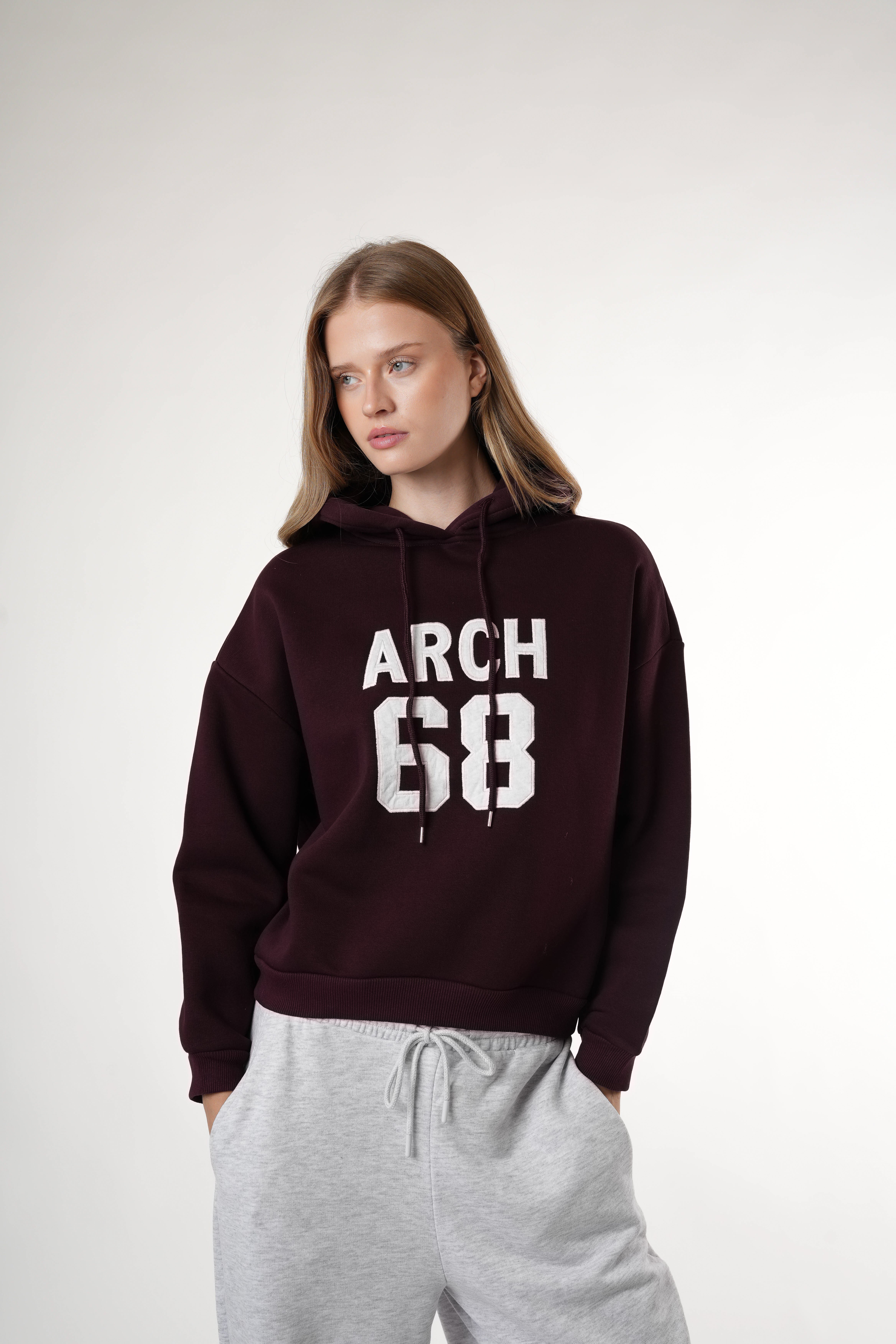 Şardonlu Sweatshirt Mürdüm