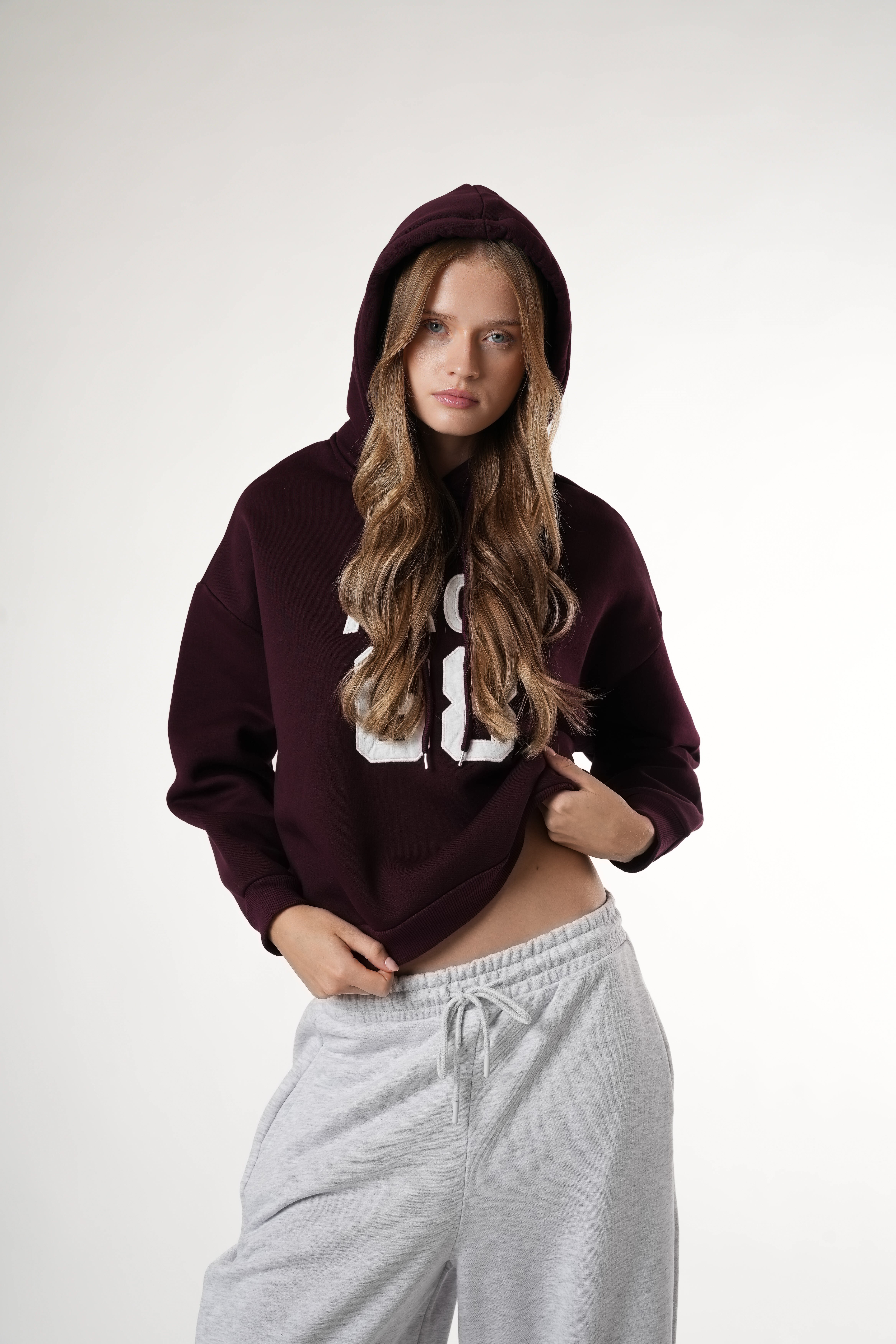 Şardonlu Sweatshirt Mürdüm