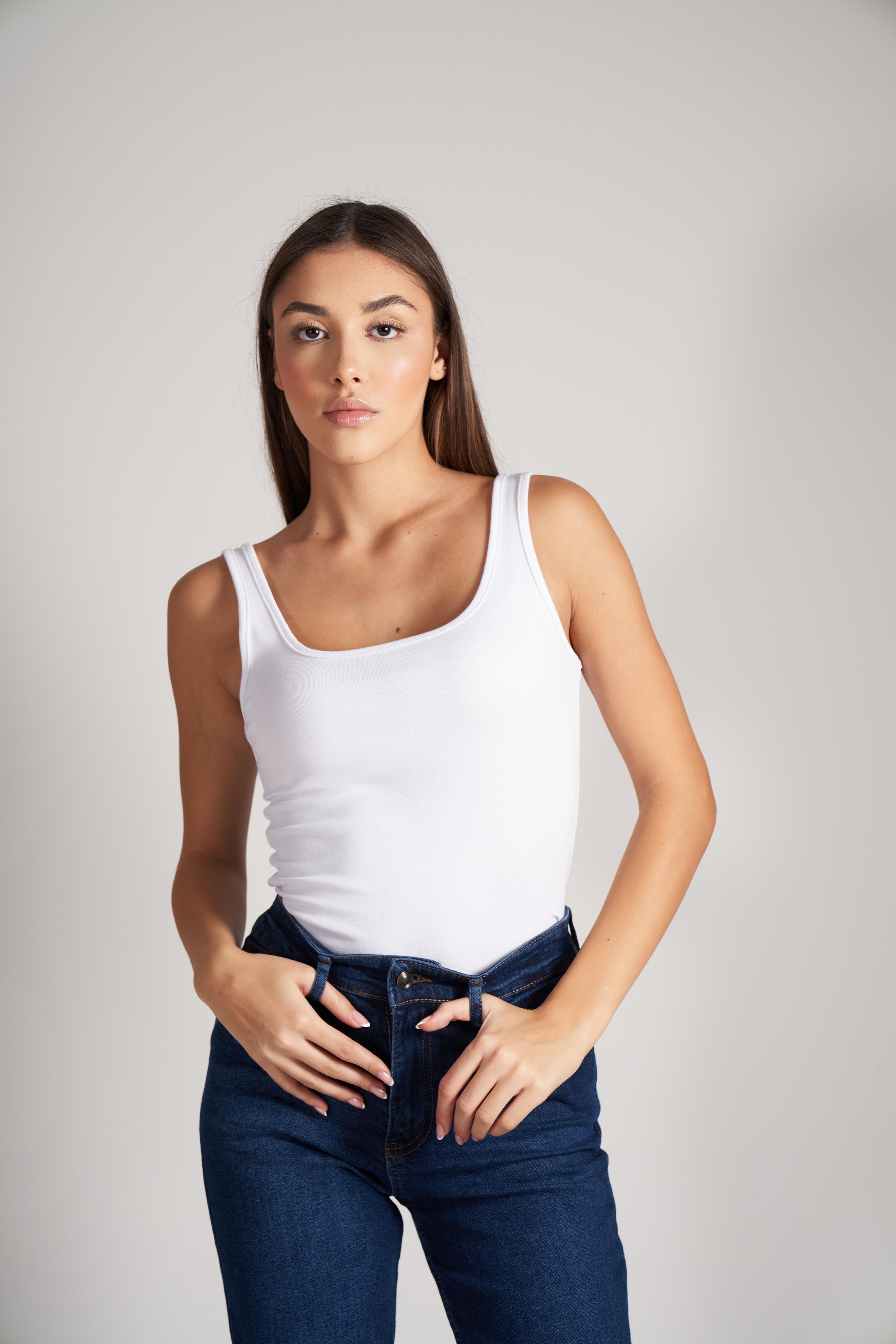 Sıfır Kol Ribana Bluz Beyaz