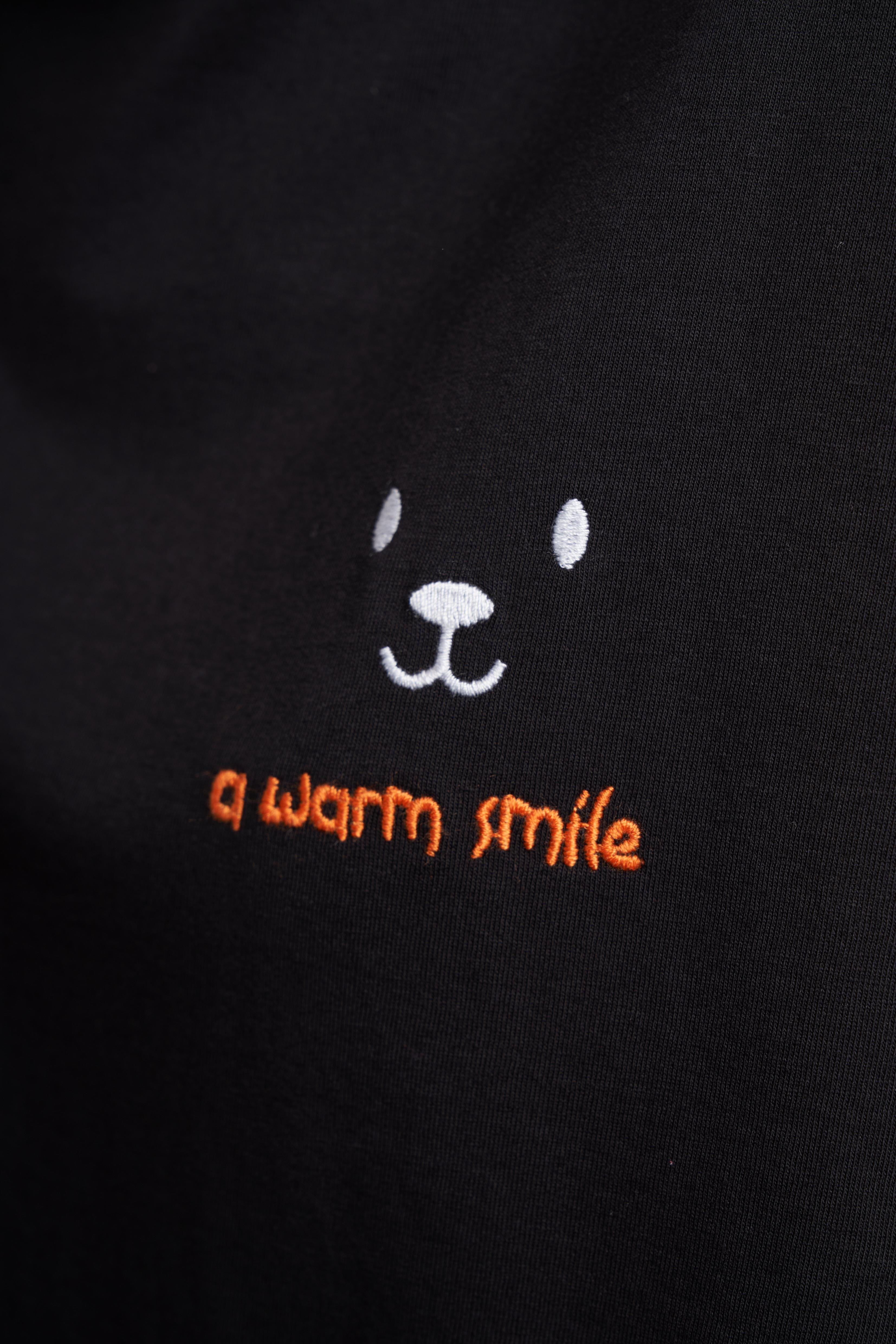 Smile Nakış Baskılı T-shirt Siyah