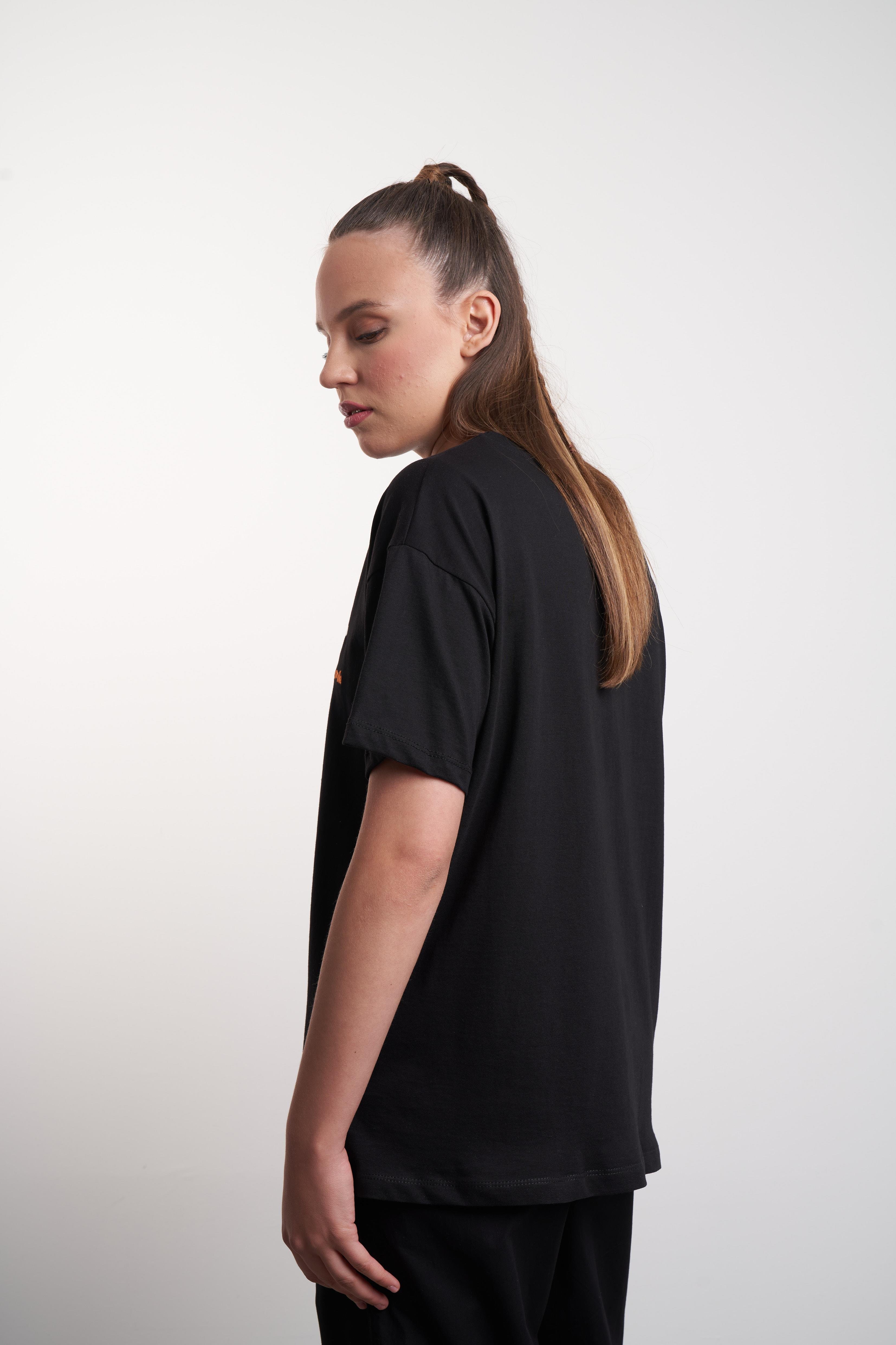Smile Nakış Baskılı T-shirt Siyah