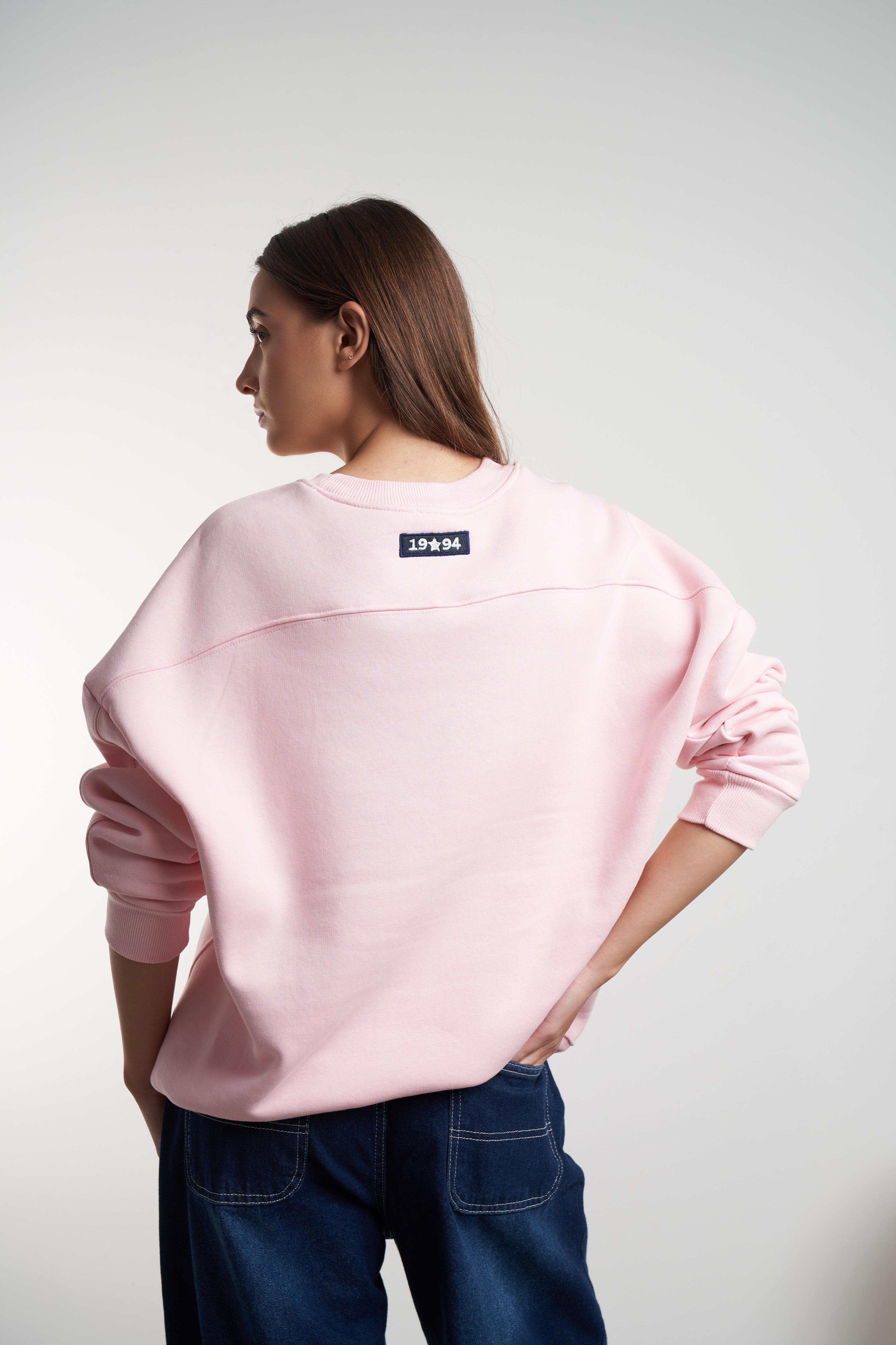 Snack Culture Nakış İşleme Şardonlu Sweatshirt Toz Pembe
