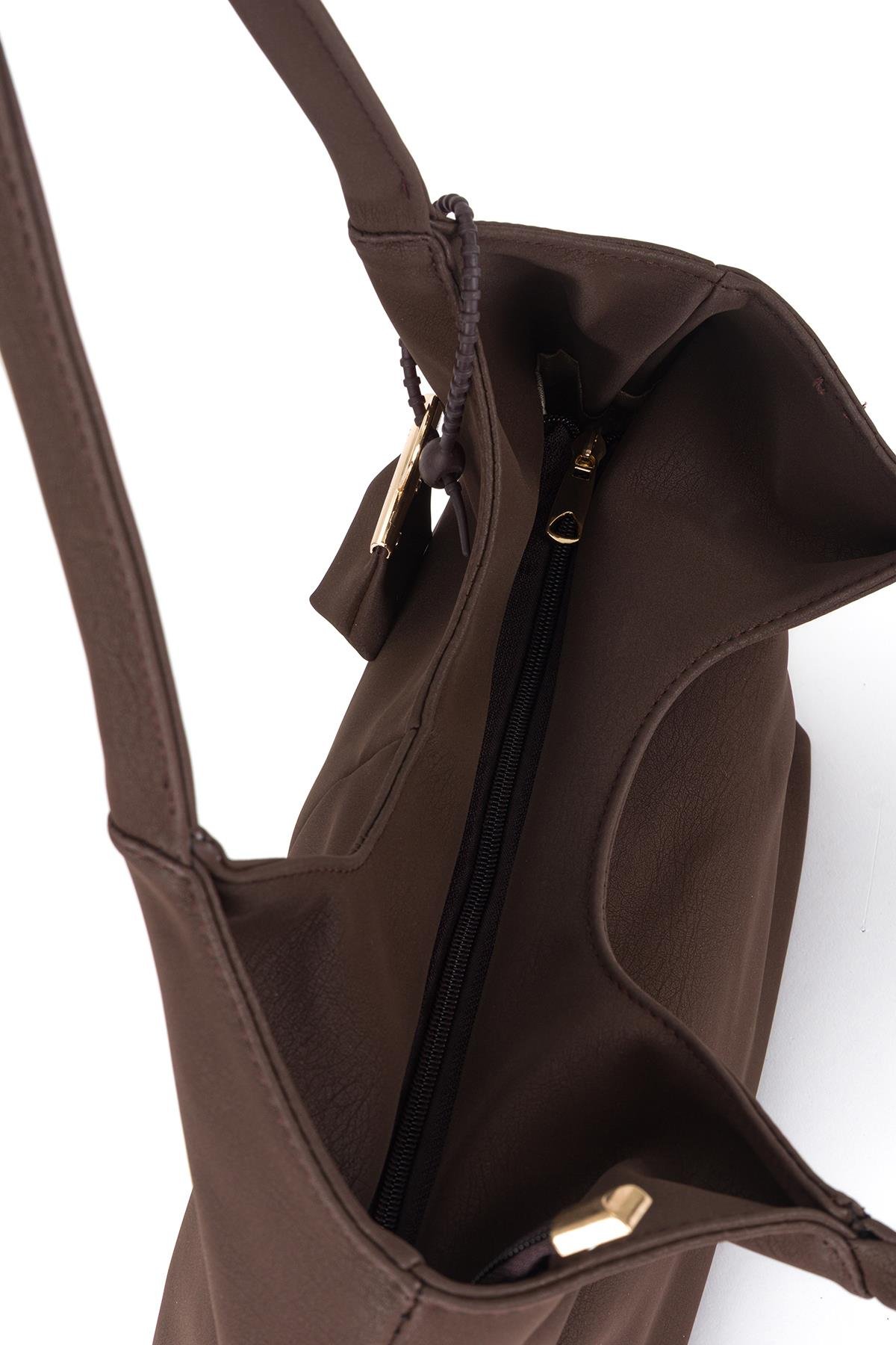 Soft Mini Charmlı Omuz Çantası Kahve