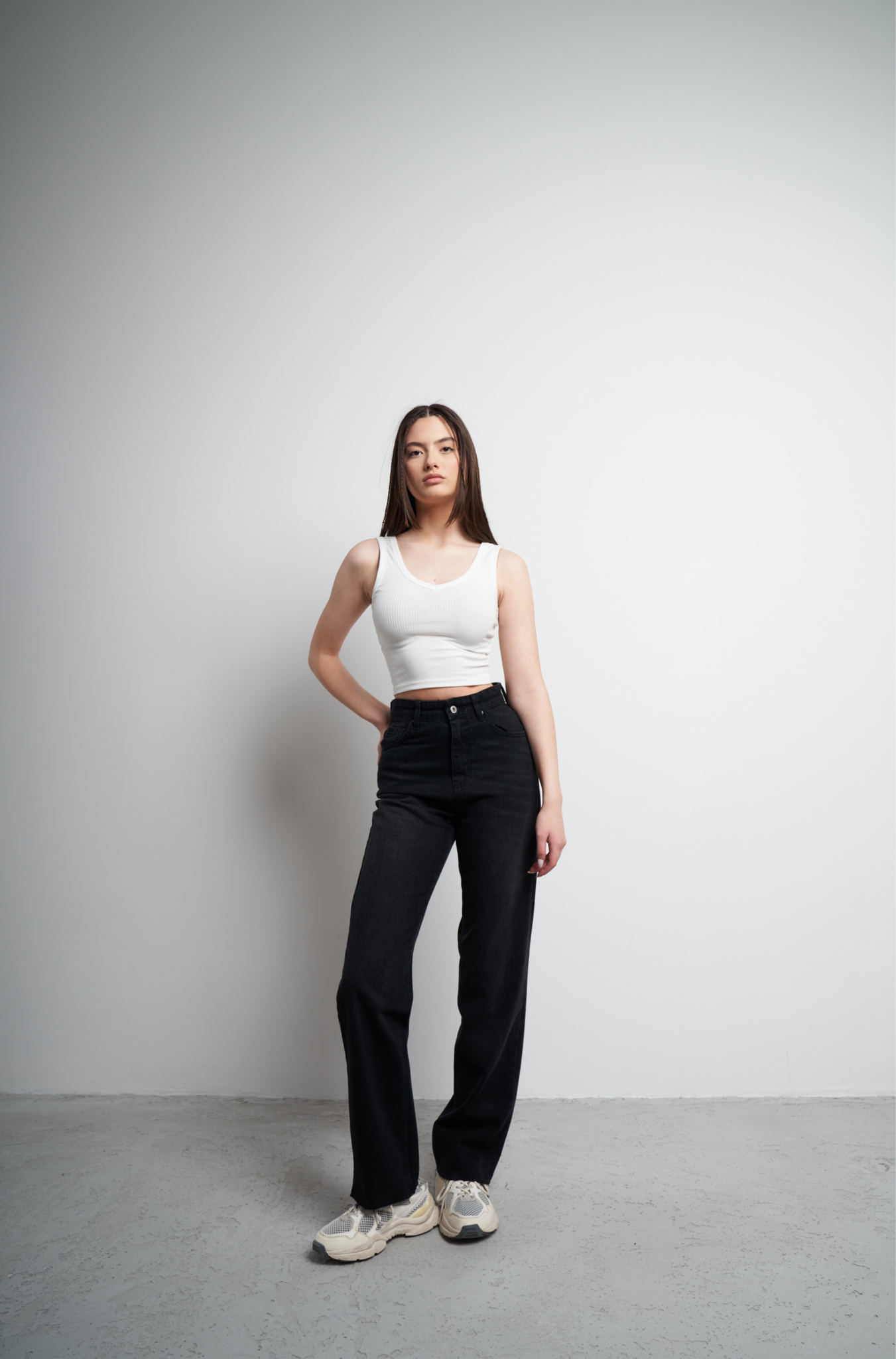 Straight Fit Jean Pantolon Siyah