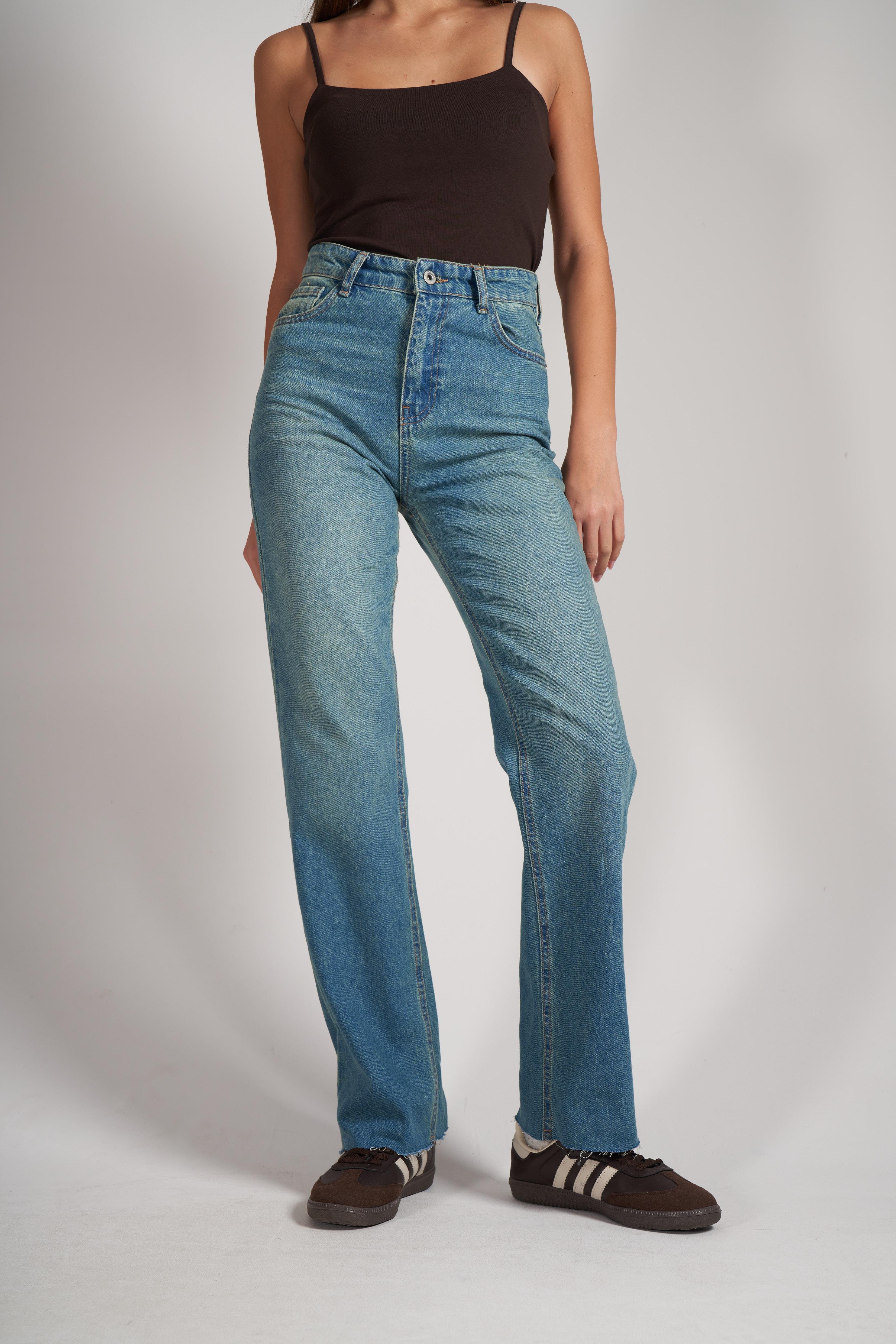 Straight Fit Jean Pantolon Yeşil Tint