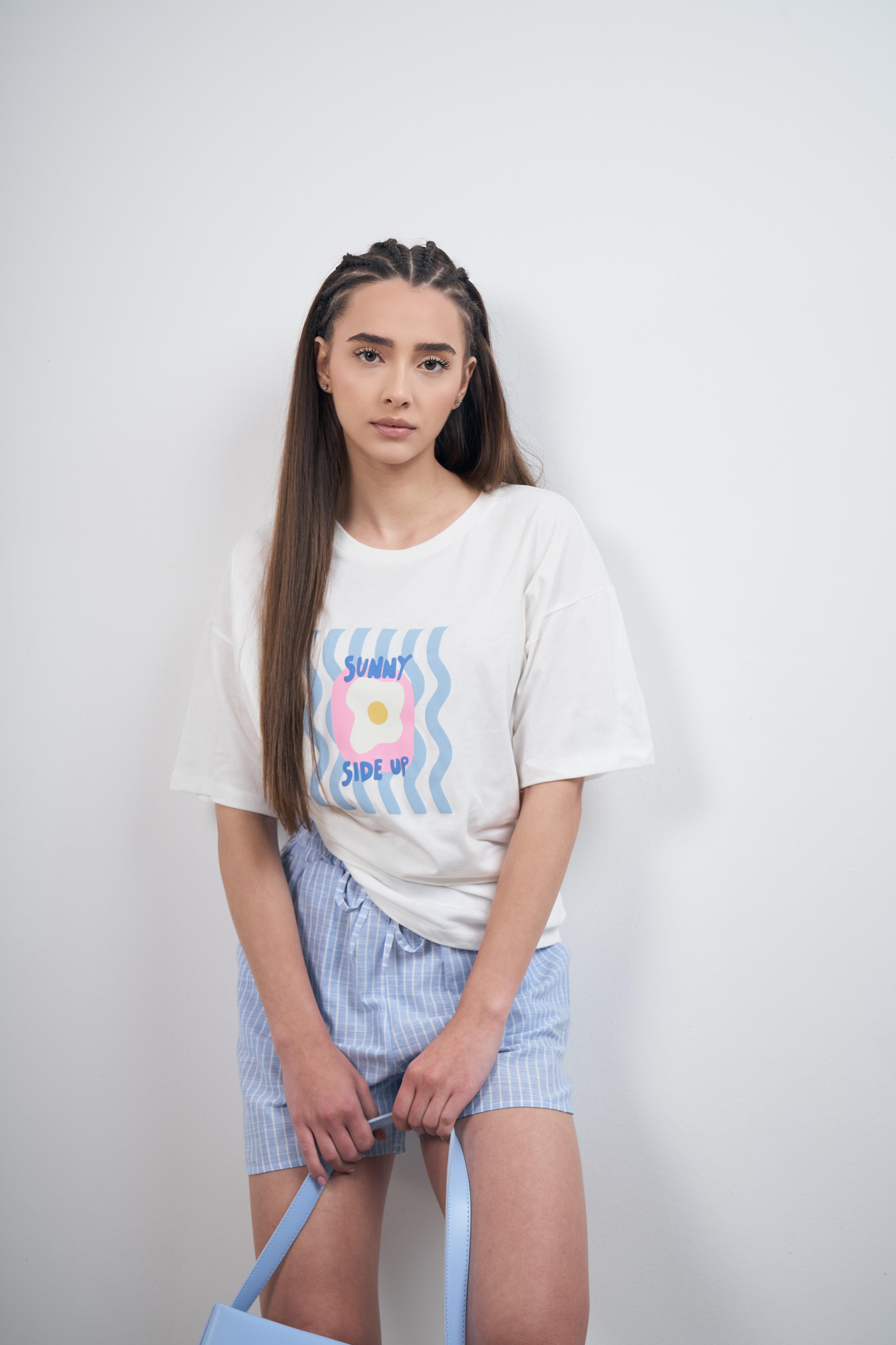 Sunny Side Up Baskılı Kısa Kol T-shirt Ekru