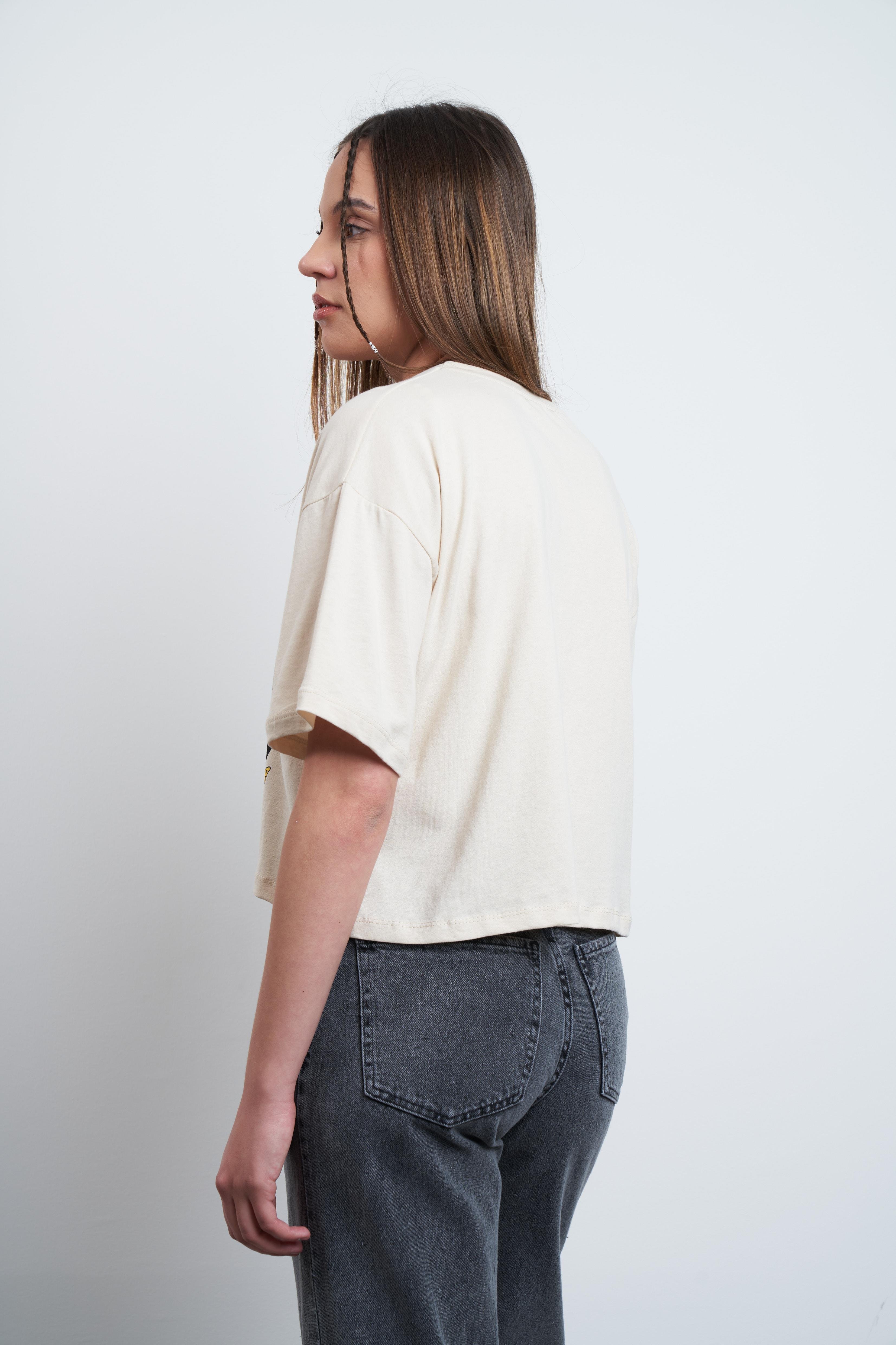 Tale Fairy Baskılı Kısa T-shirt Taş