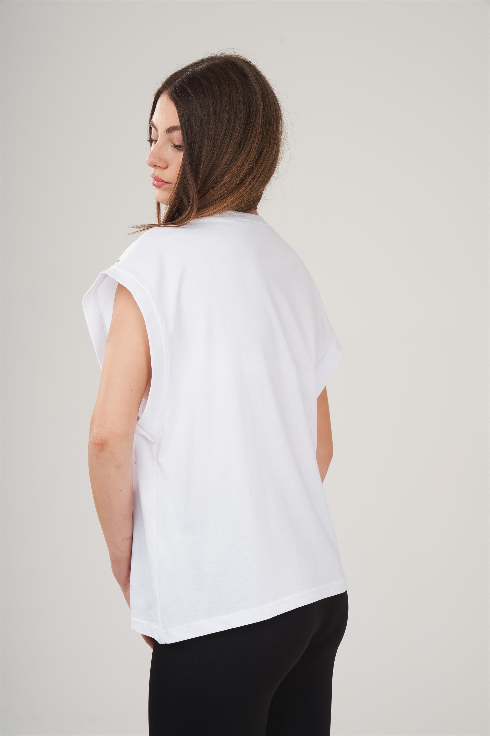 Taş Detaylı Kolsuz T-shirt