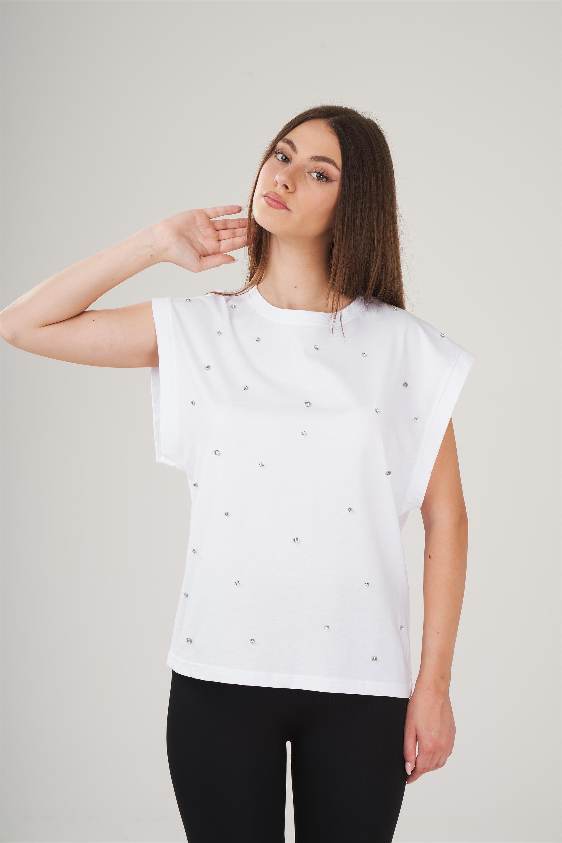 Taş Detaylı Kolsuz T-shirt