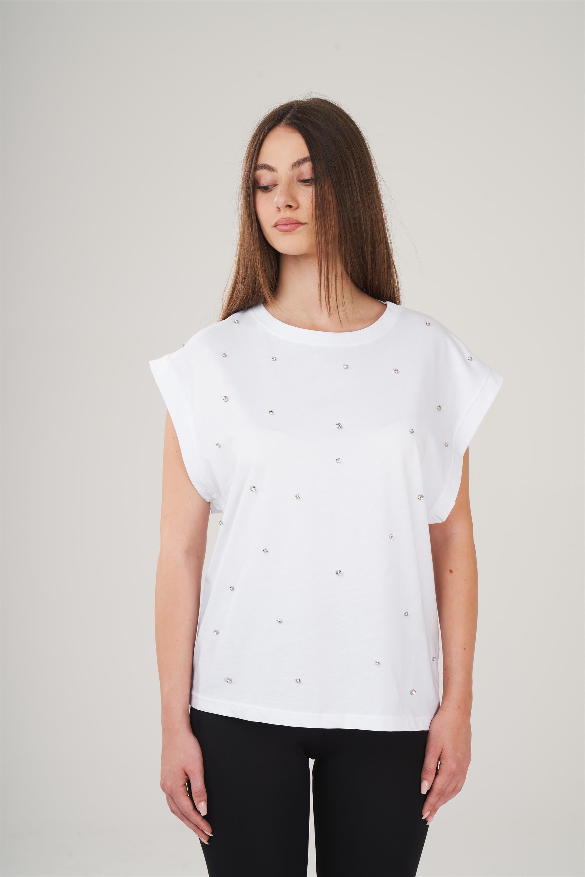 Taş Detaylı Kolsuz T-shirt