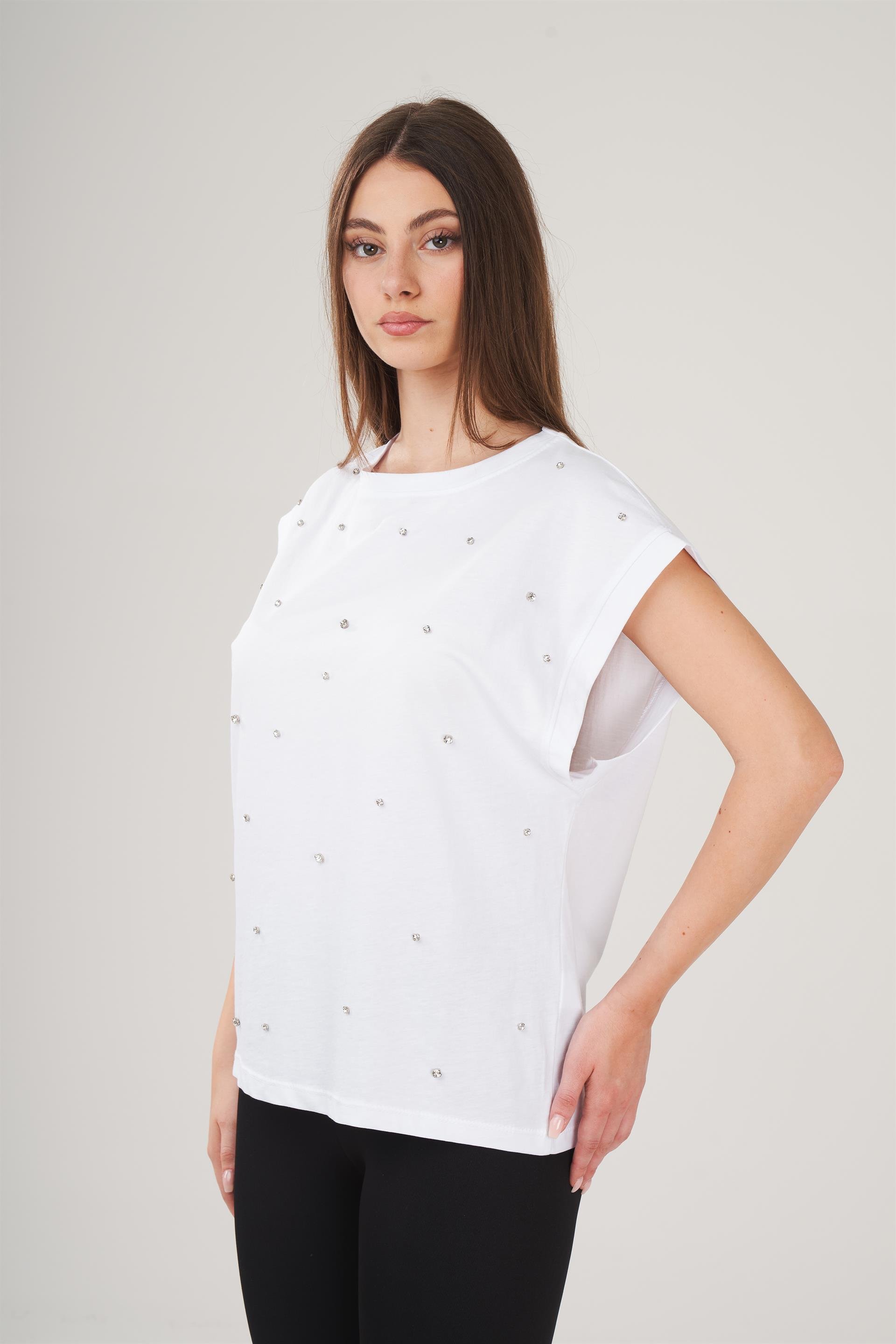Taş Detaylı Kolsuz T-shirt