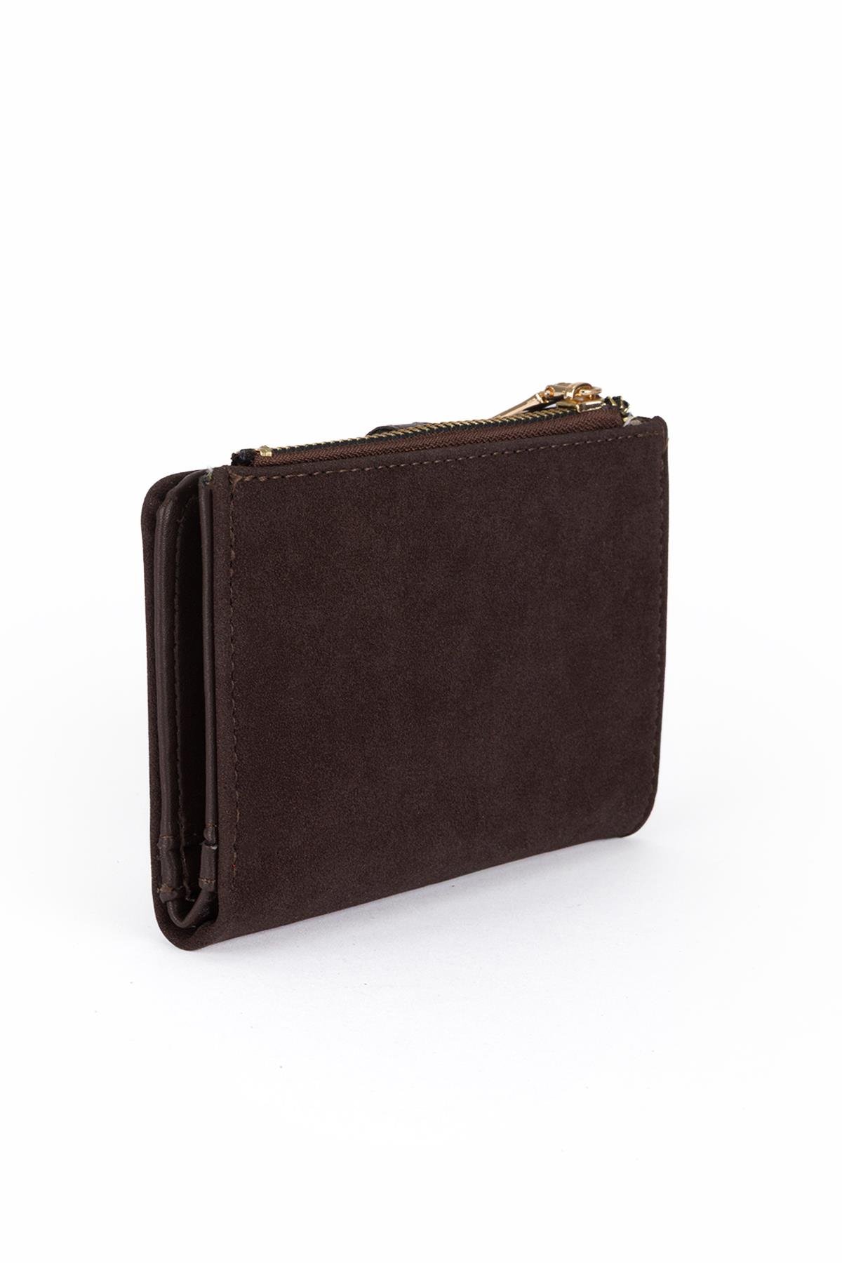 Tokalı Süet Cüzdan Kahve