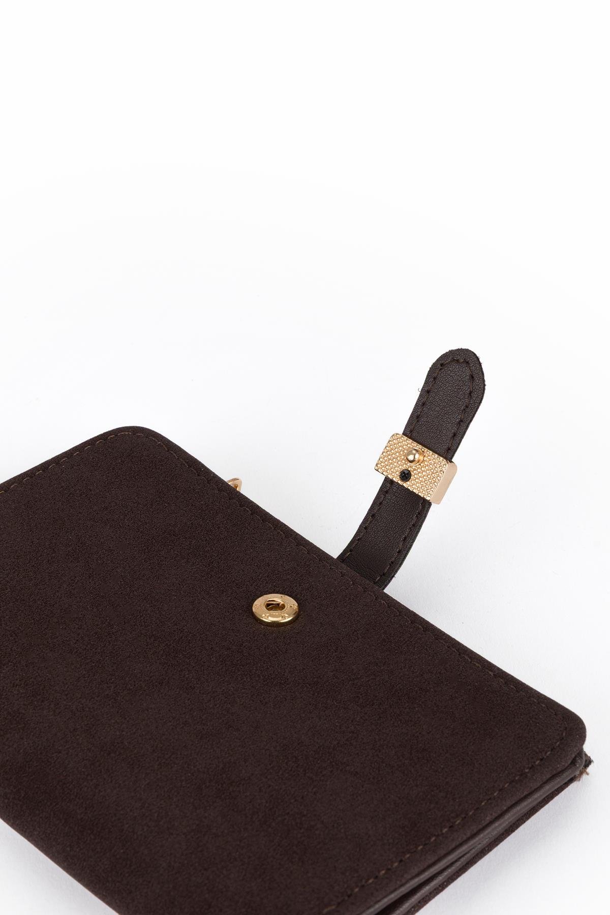 Tokalı Süet Cüzdan Kahve