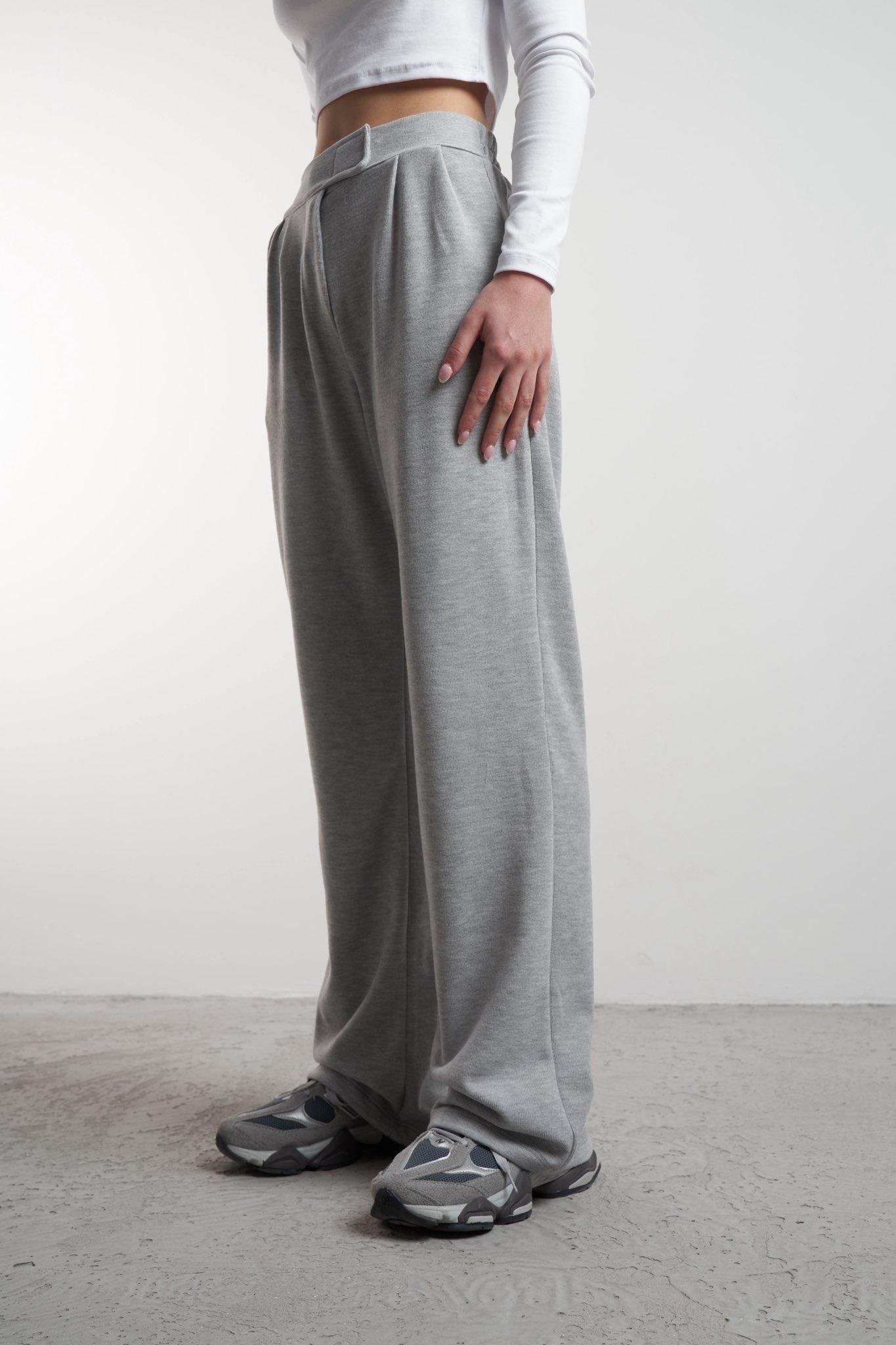 Triko Bol Paça Pantolon Gri