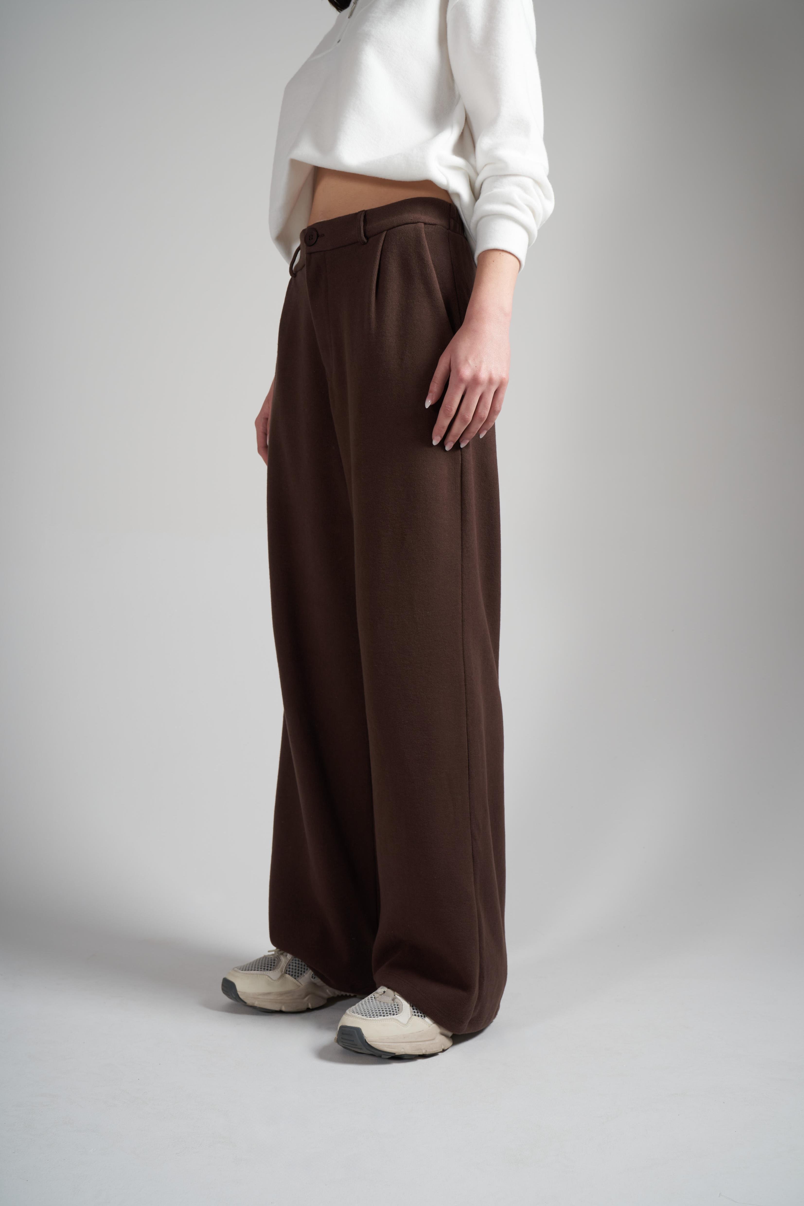 Triko Bol Paça Pantolon Kahve