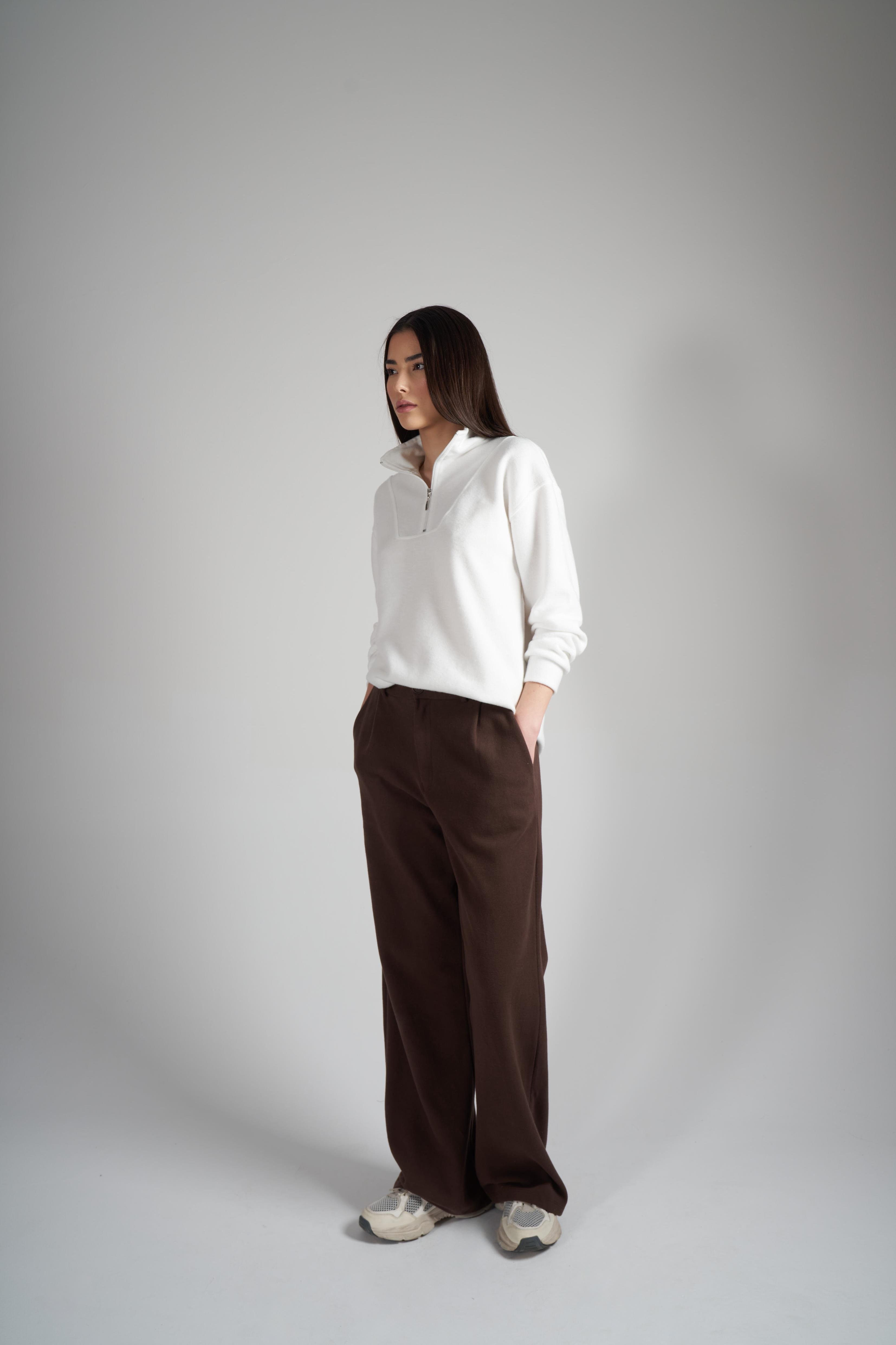 Triko Bol Paça Pantolon Kahve