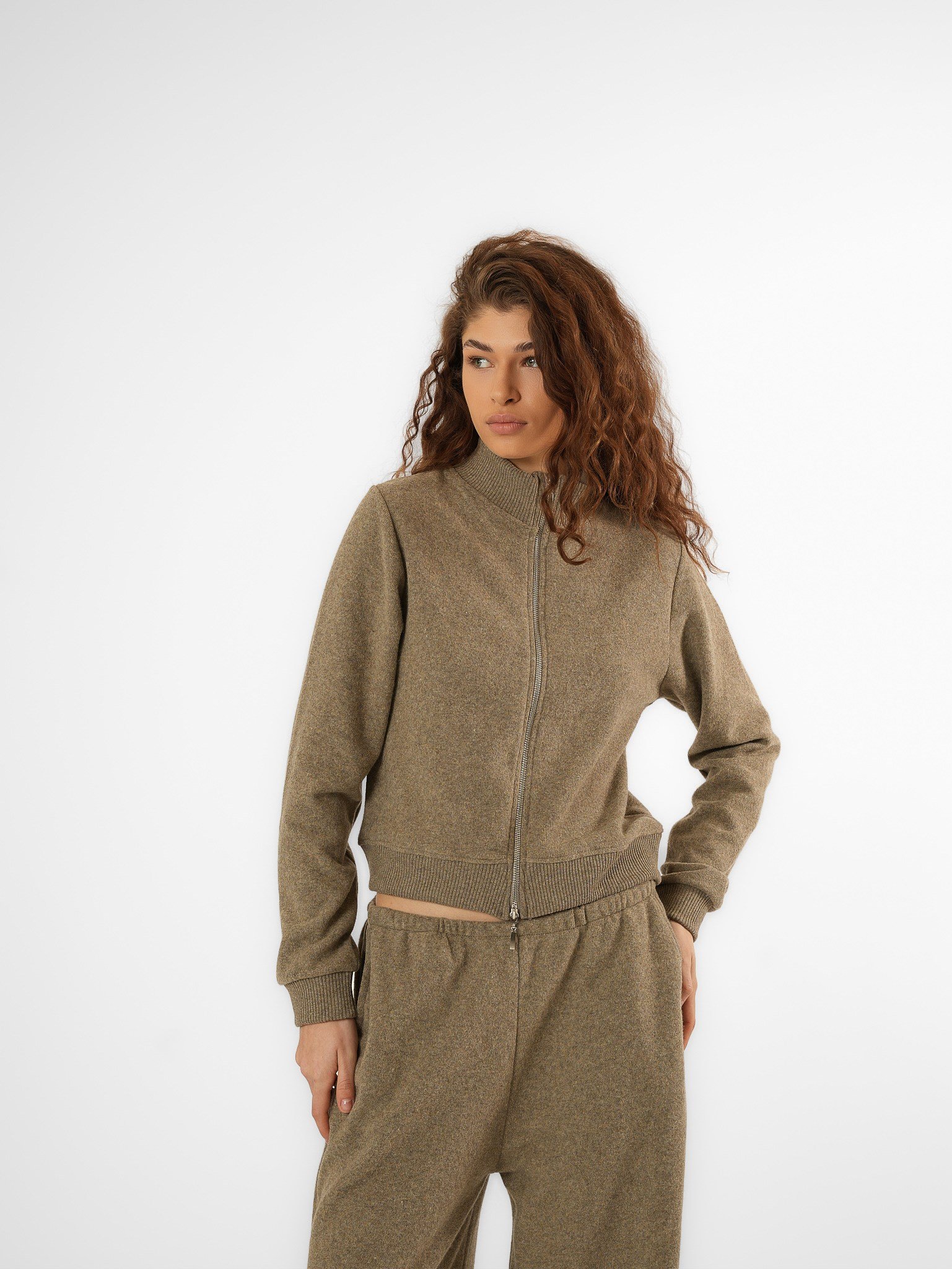 Triko Kısa Sweatmont Ceket Vizon Melanj