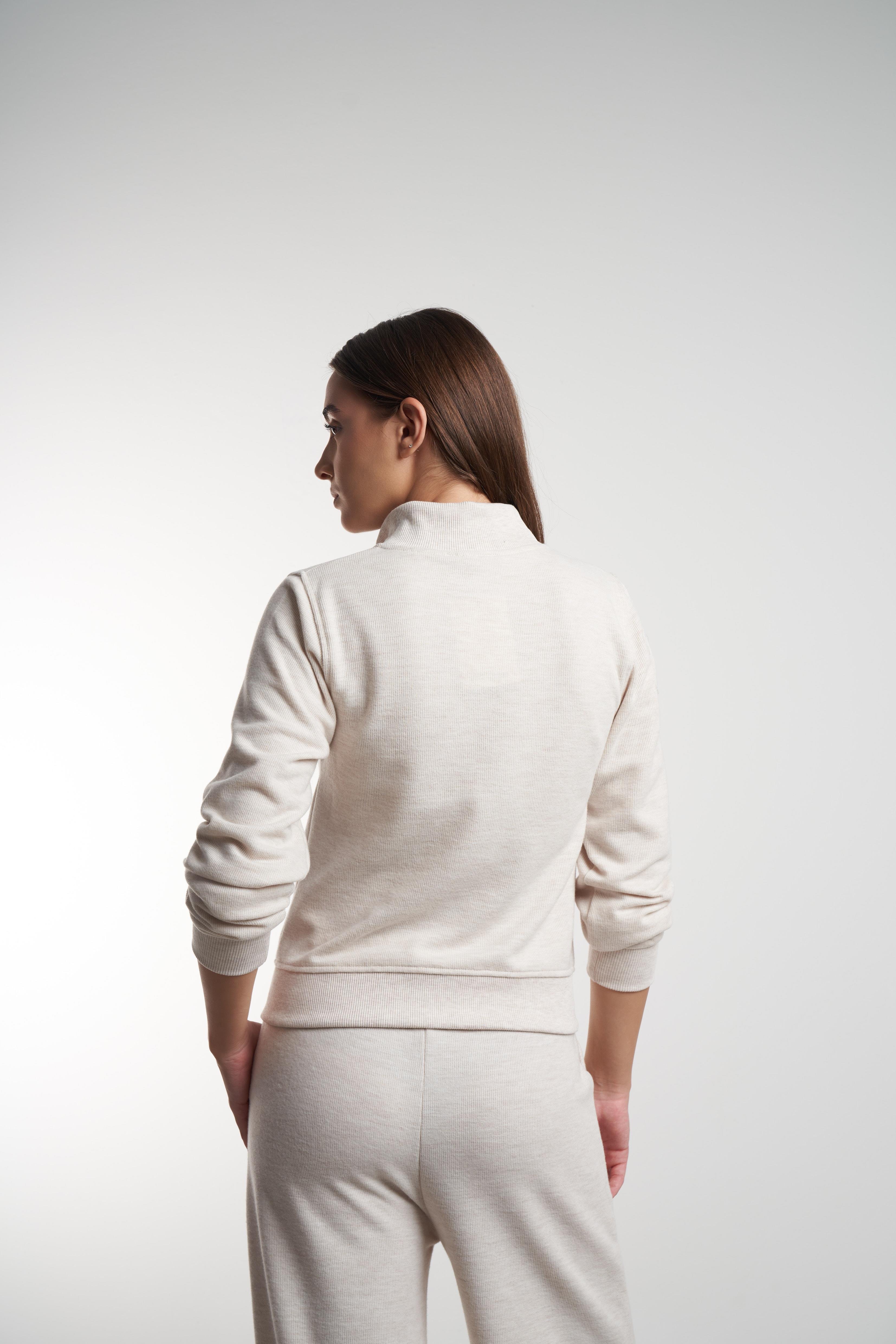 Triko Kısa Sweatshirt Ceket Bejmelanj