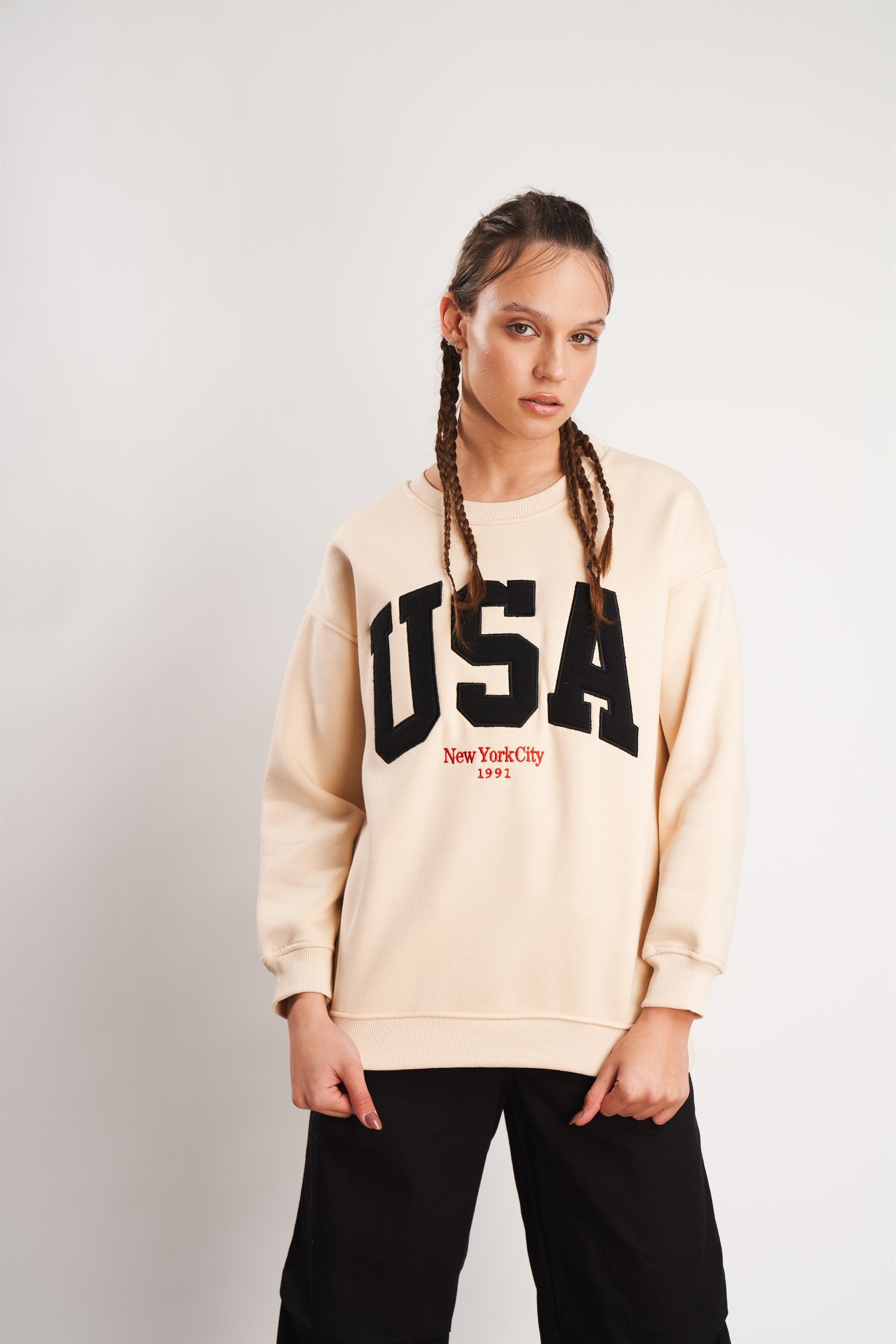 USA Baskılı Sweatshirt
