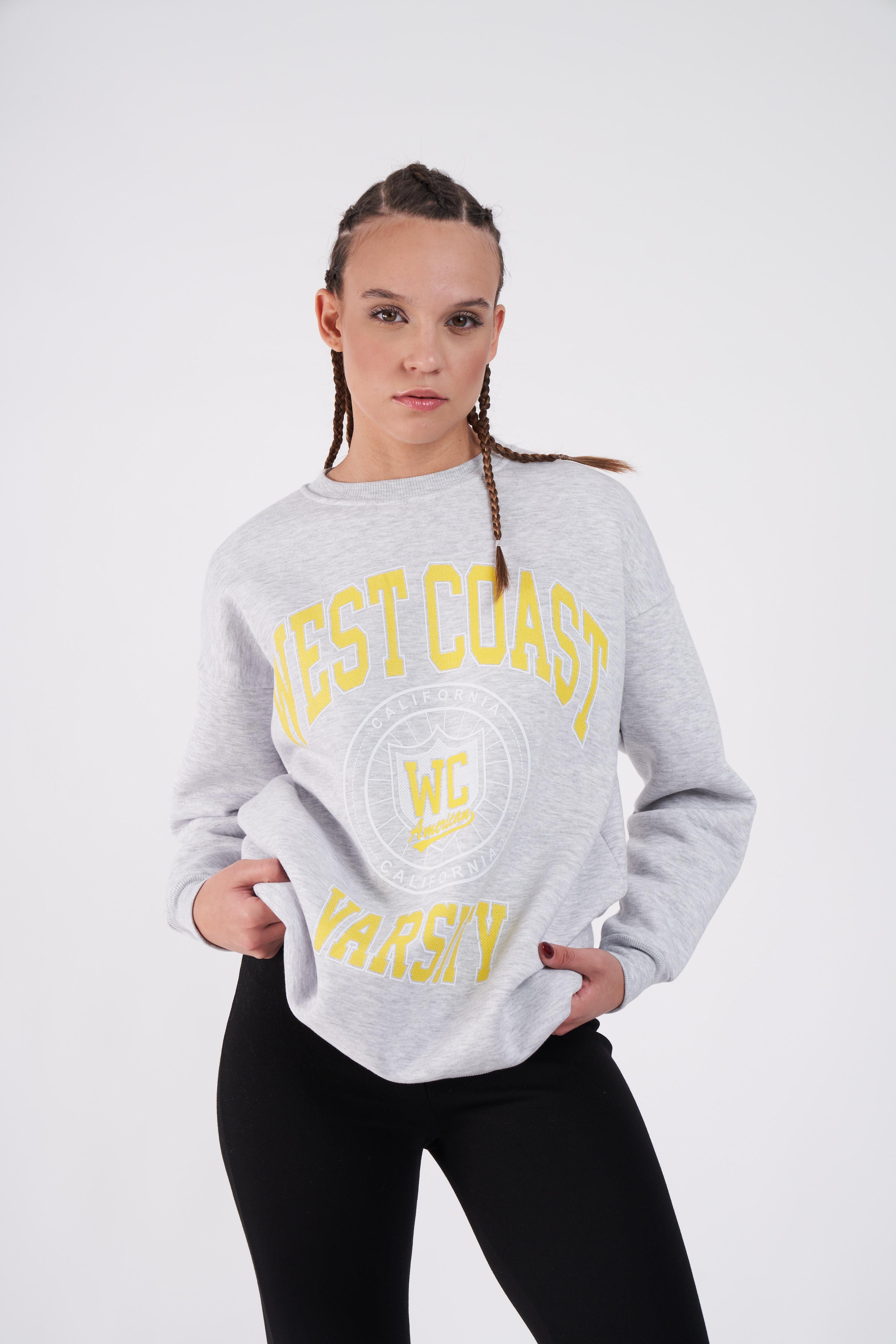 West Coast Baskılı Oversize Sweatshirt Karmelanj