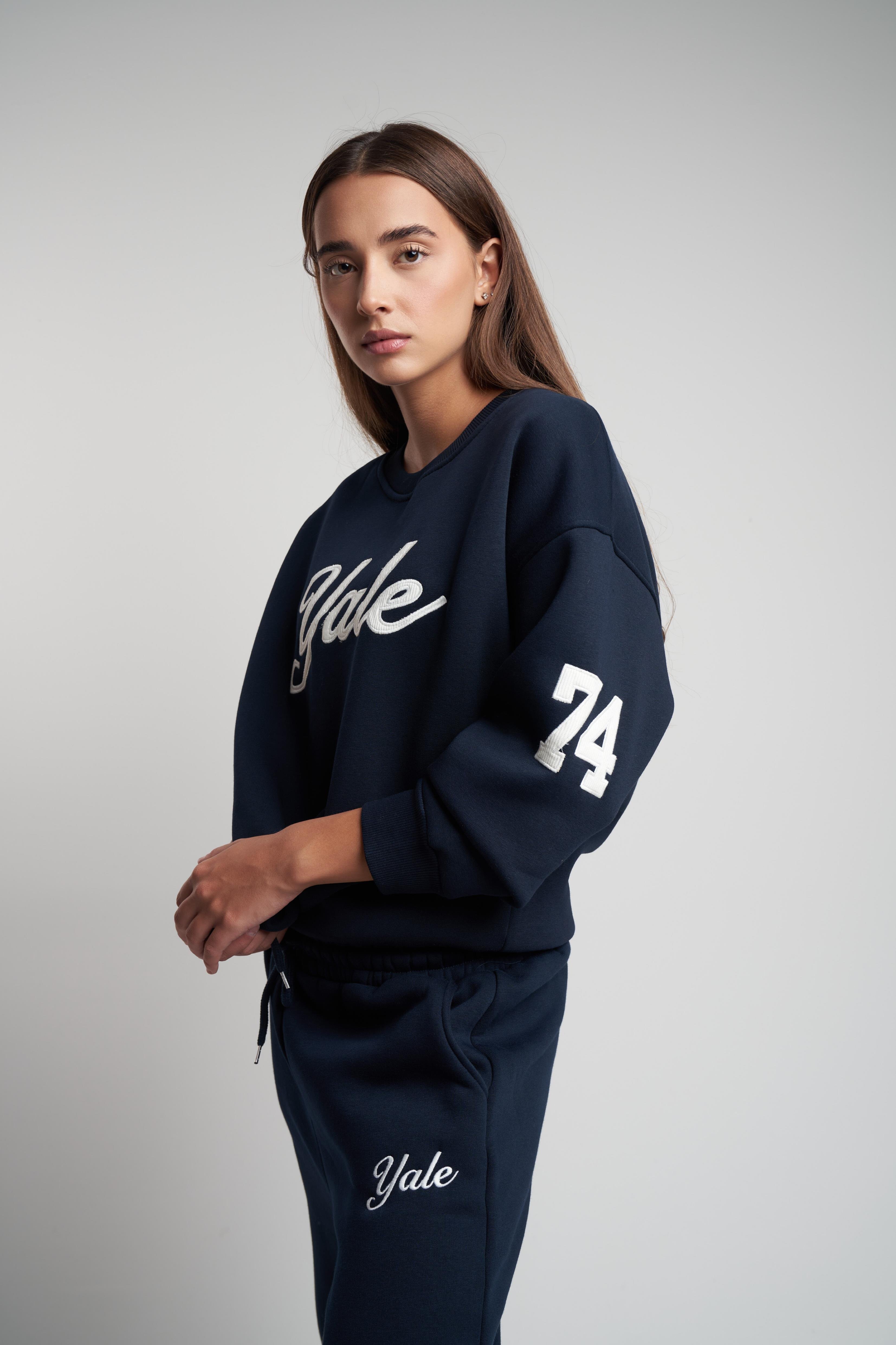 Yale Baskılı Şardonlu Sweatshirt Lacivert