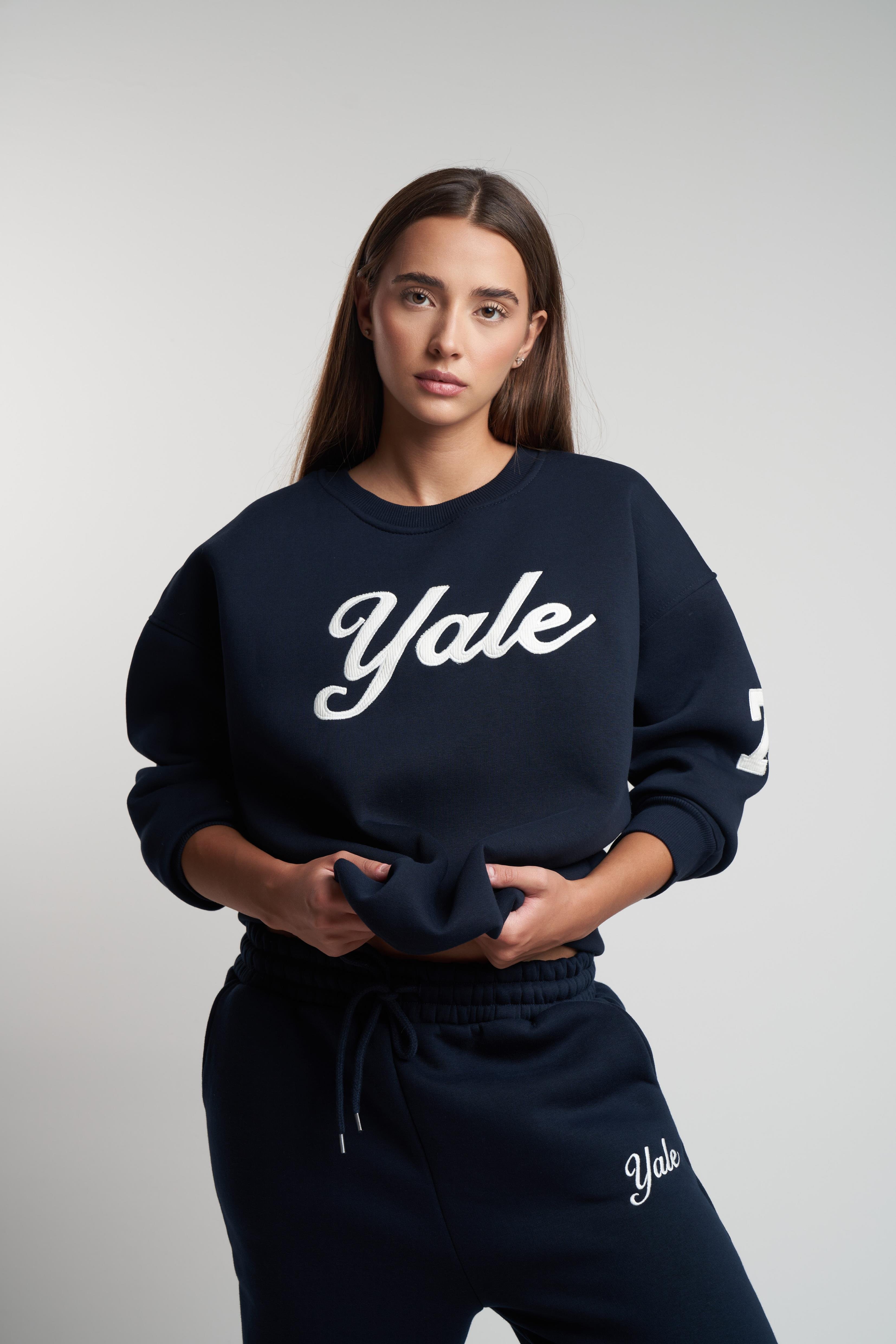 Yale Baskılı Şardonlu Sweatshirt Lacivert