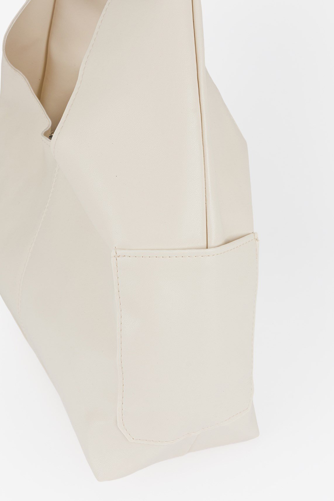 Yanlar Cepli Shopper Çanta Ekru