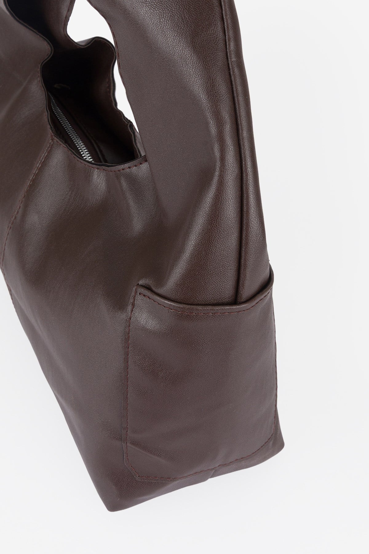 Yanlar Cepli Shopper Çanta Kahve