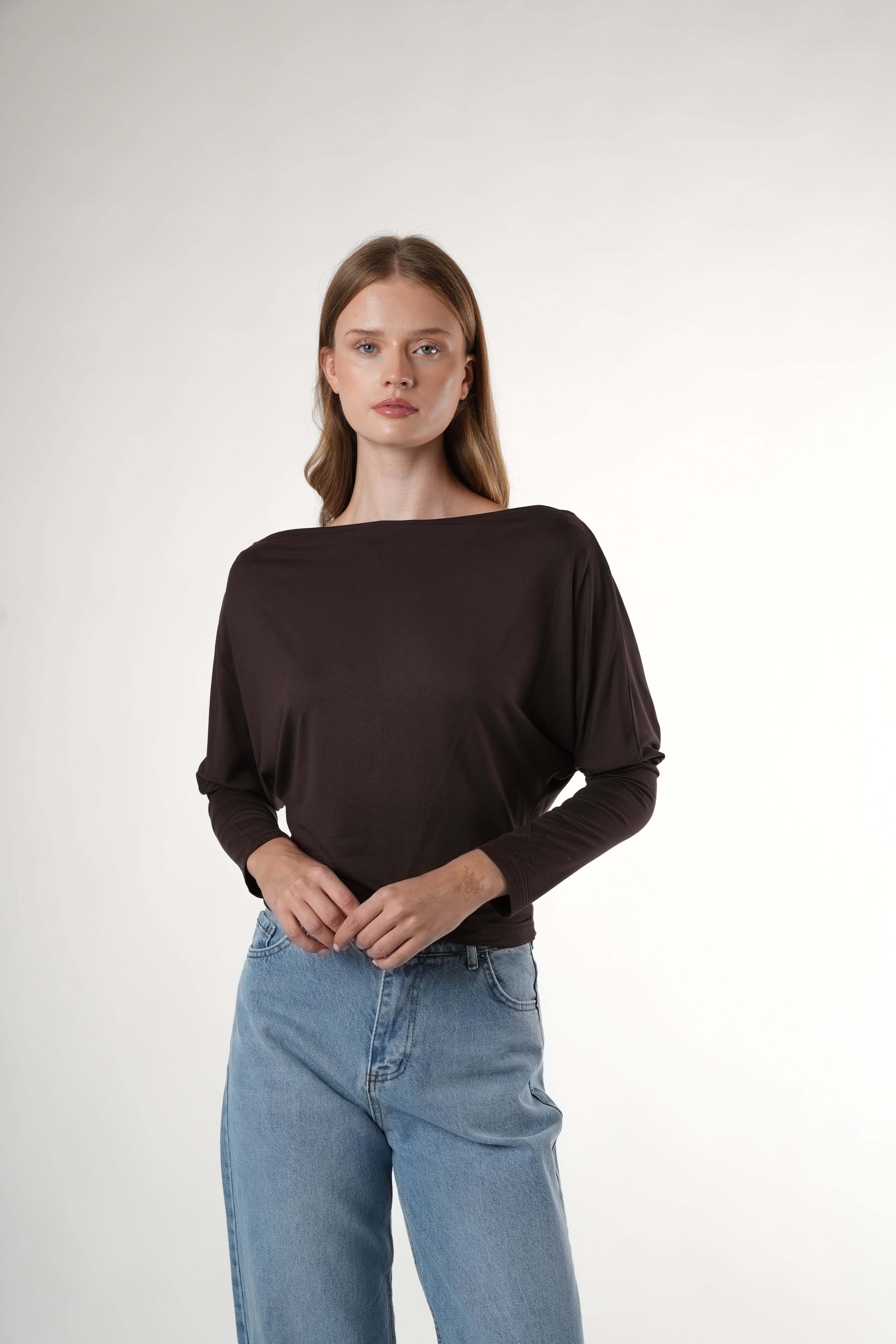 Yarasa Kol Basic Bluz Acı Kahve