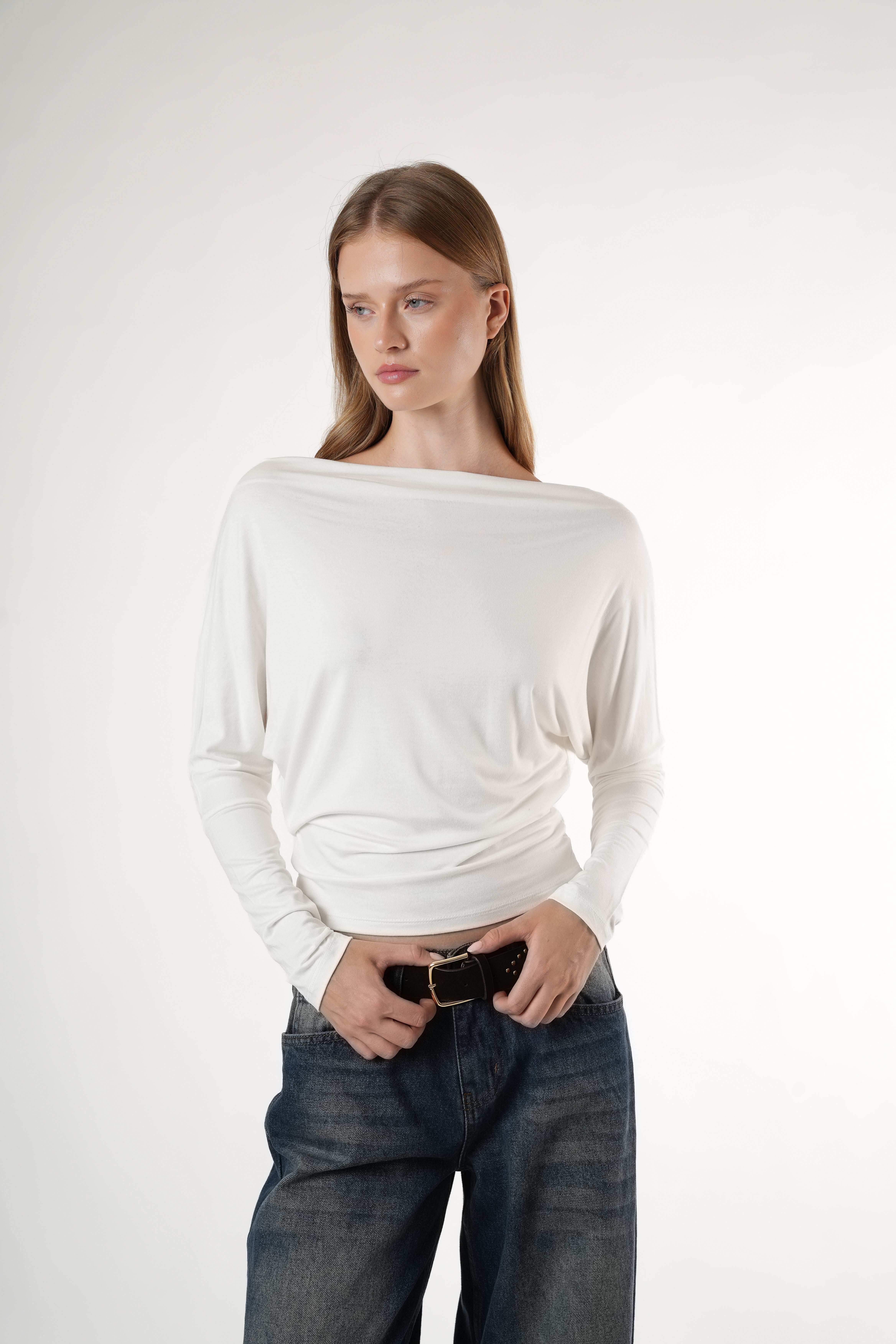 Yarasa Kol Basic Bluz Ekru