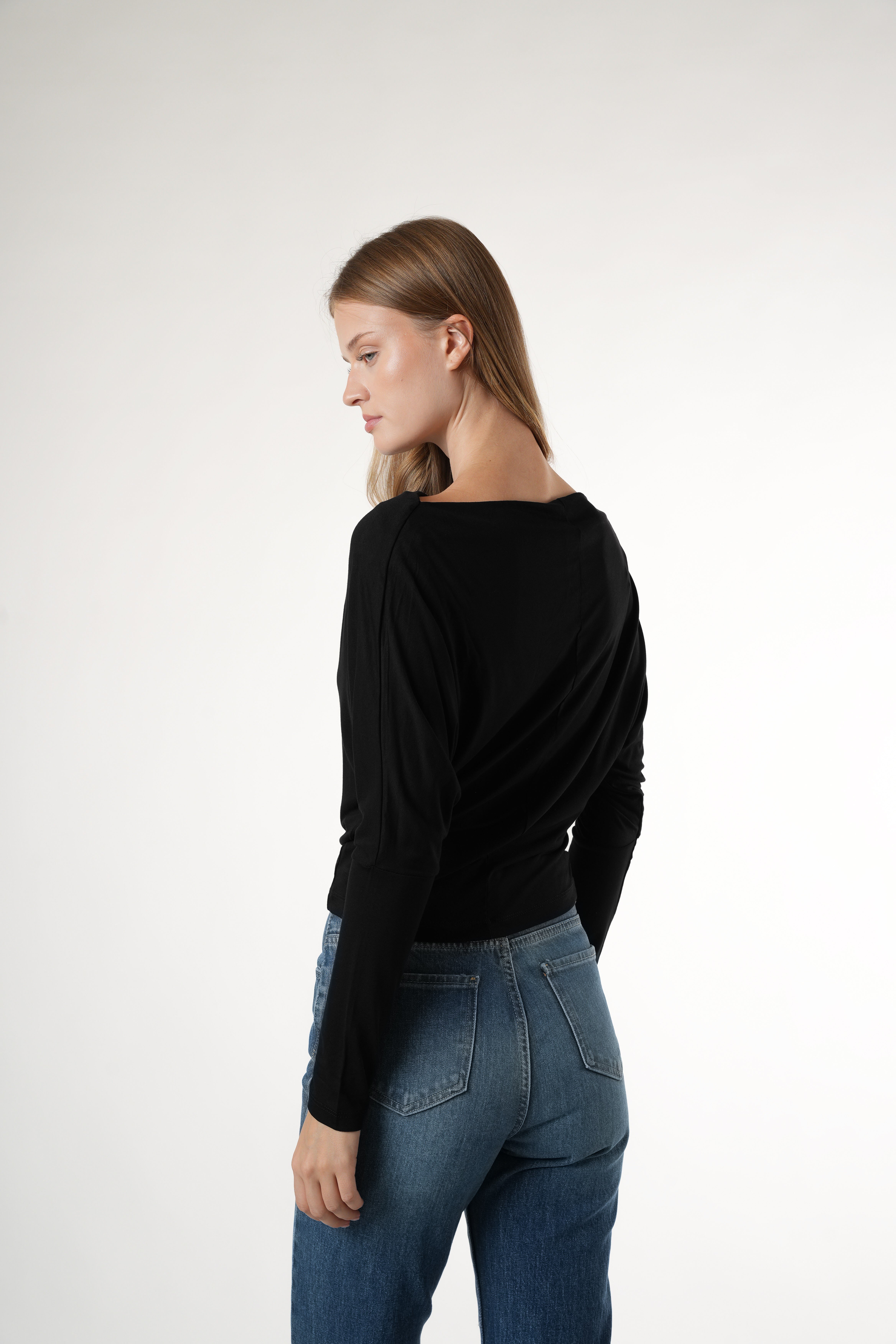 Yarasa Kol Basic Bluz Siyah