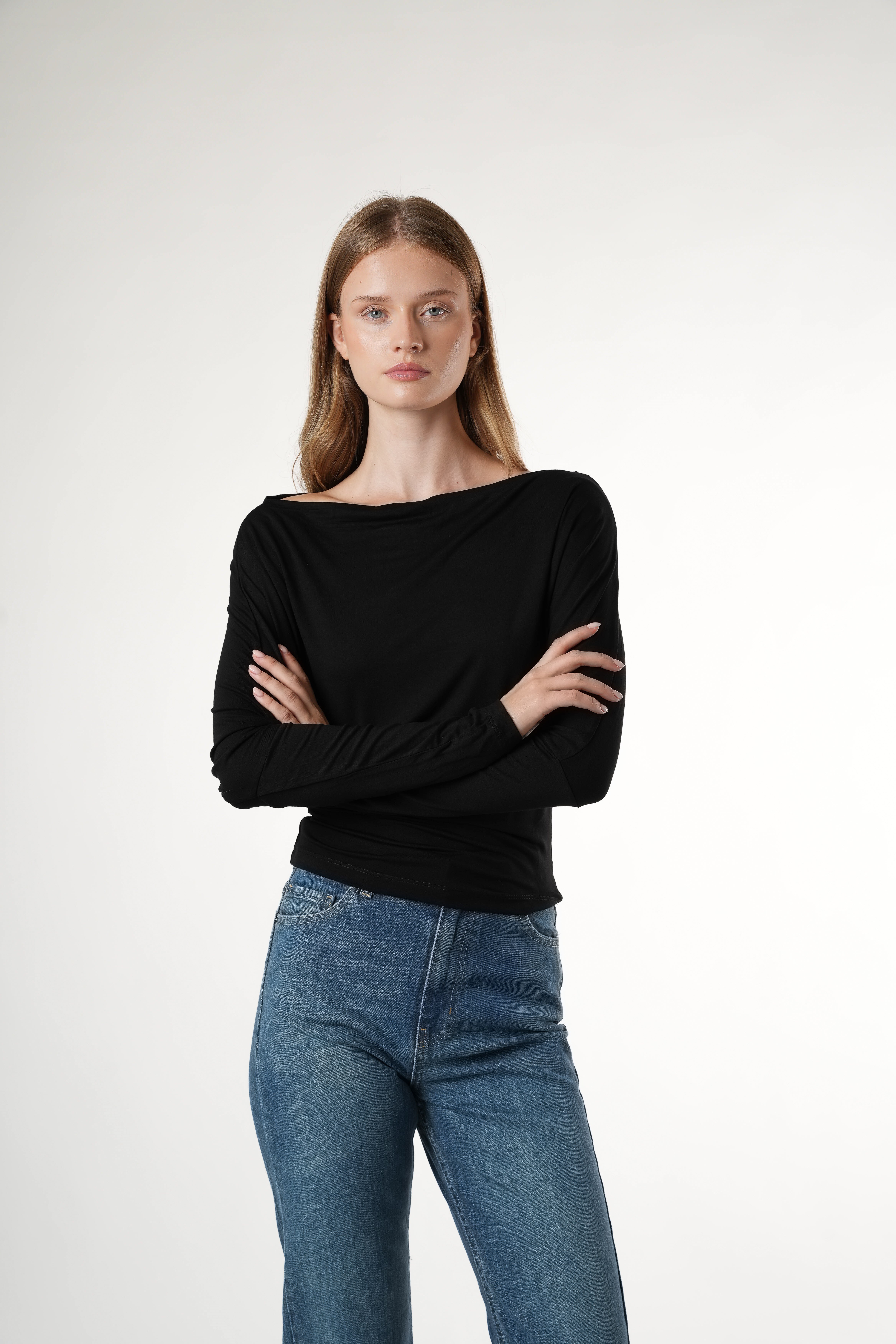Yarasa Kol Basic Bluz Siyah