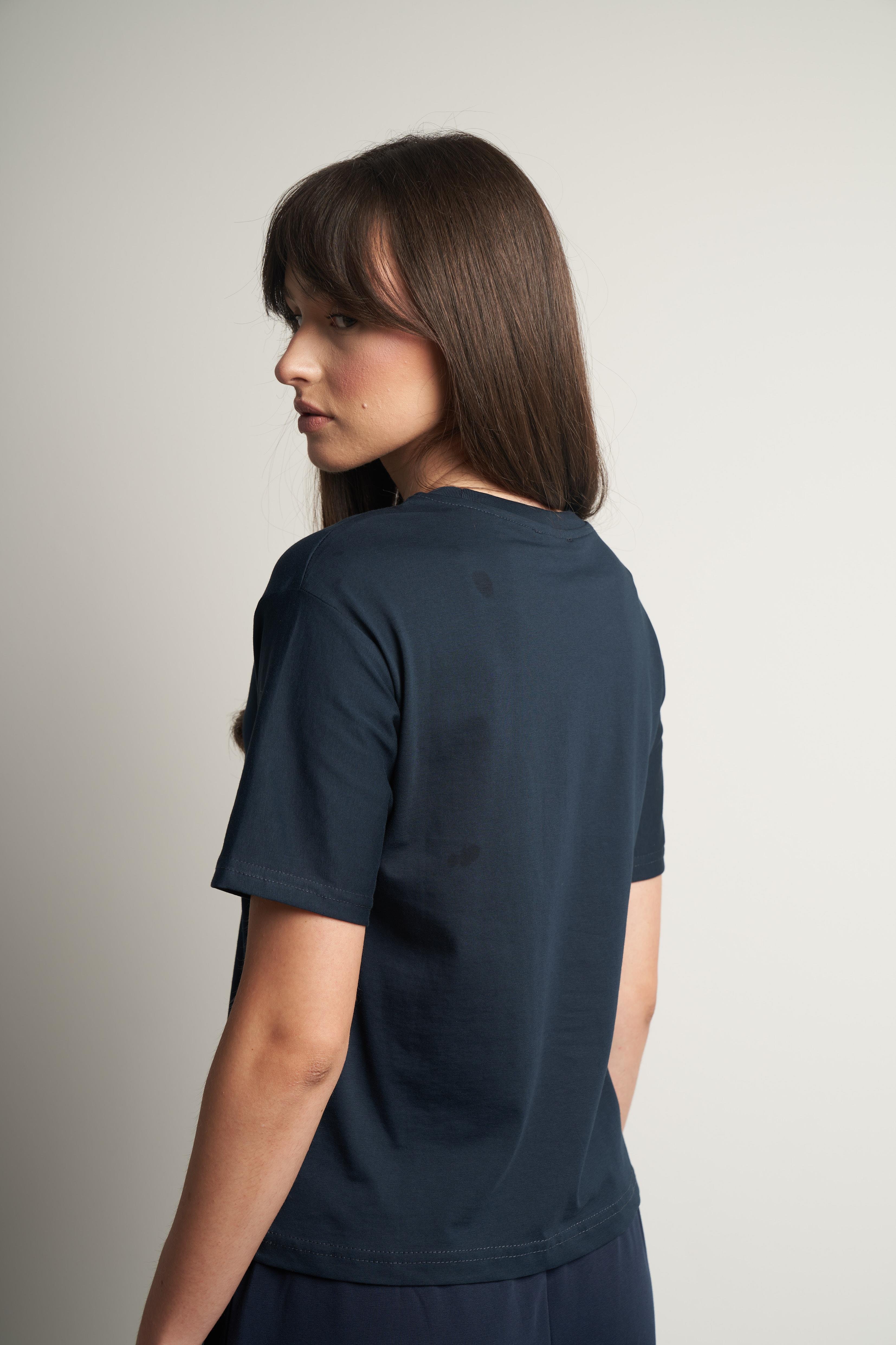 Yazı Baskılı Kısa Kol T-shirt Lacivert