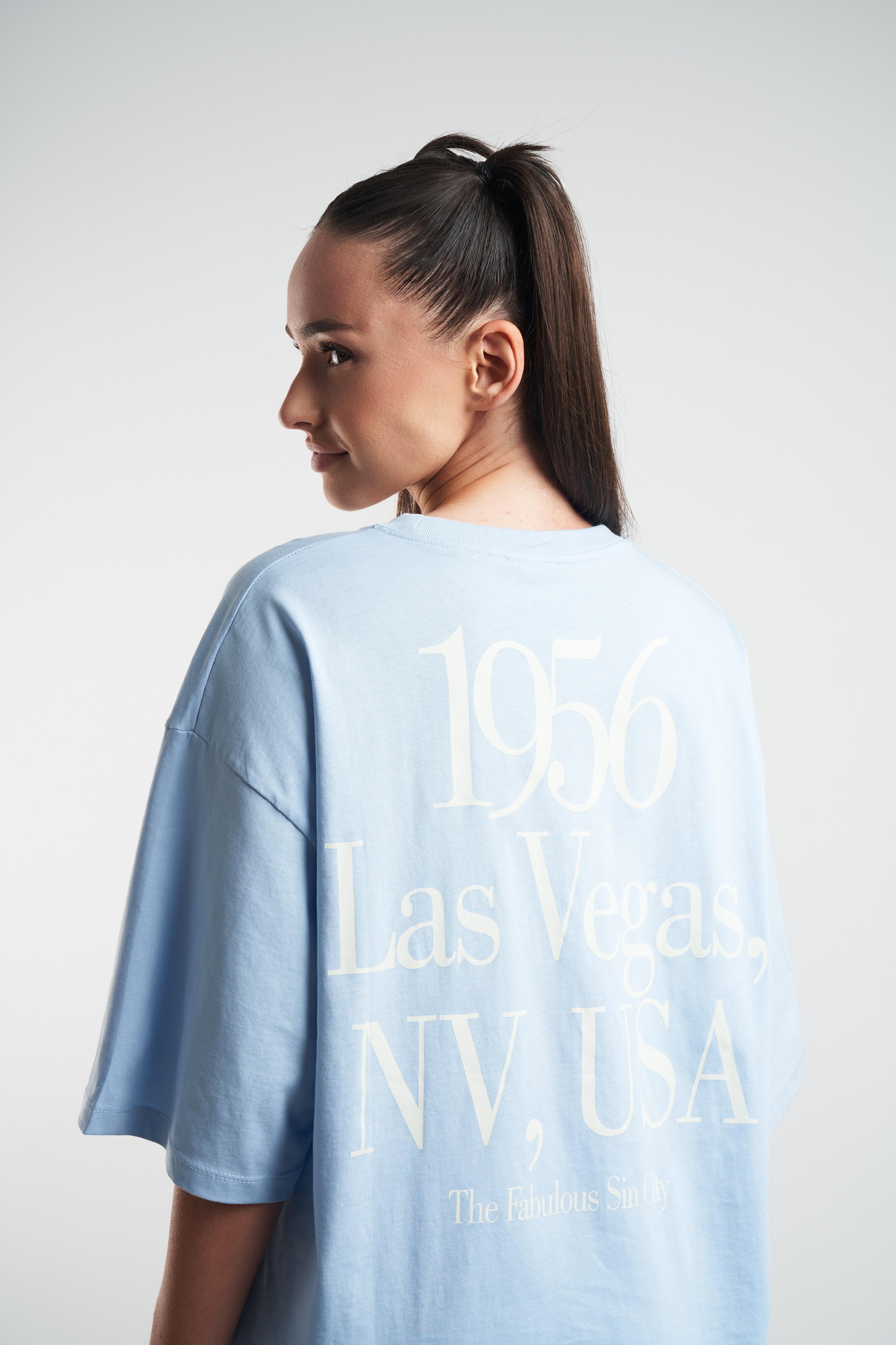 Yazı Baskılı Oversize Kısa Kol T-shirt Bebe Mavi