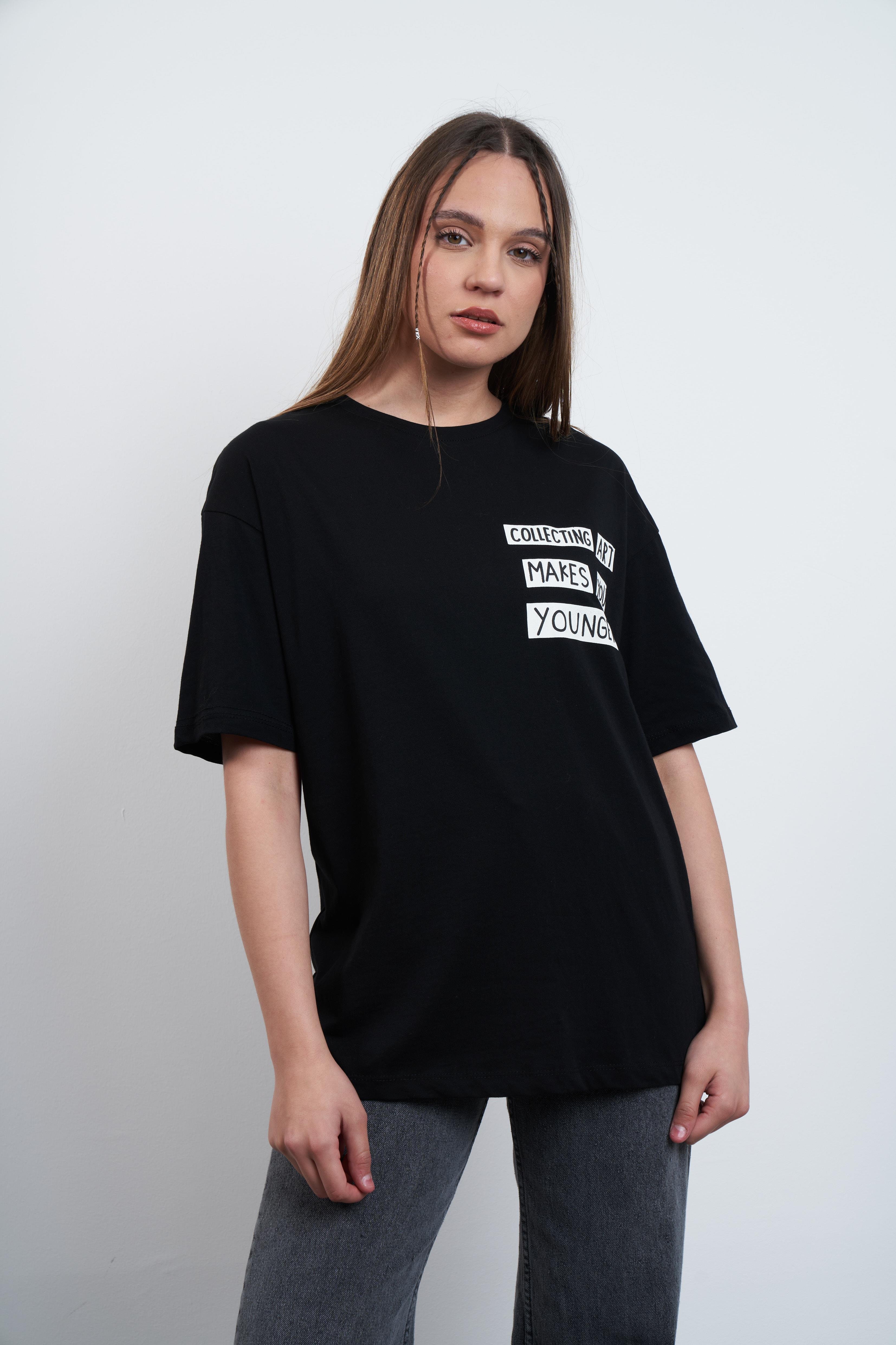 Yazı Baskılı T-shirt Siyah