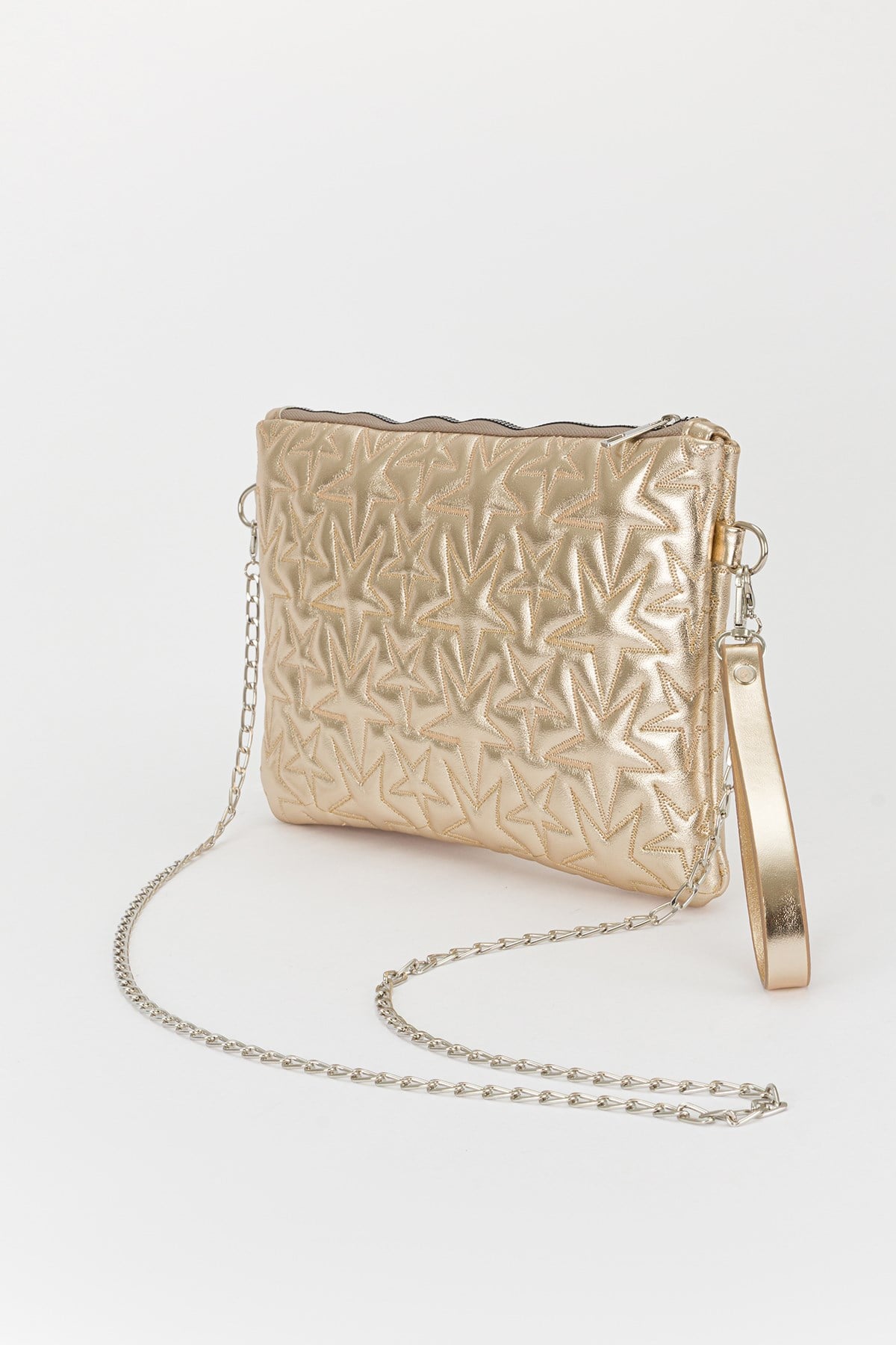 Yıldız Desen Clutch Çanta Gold