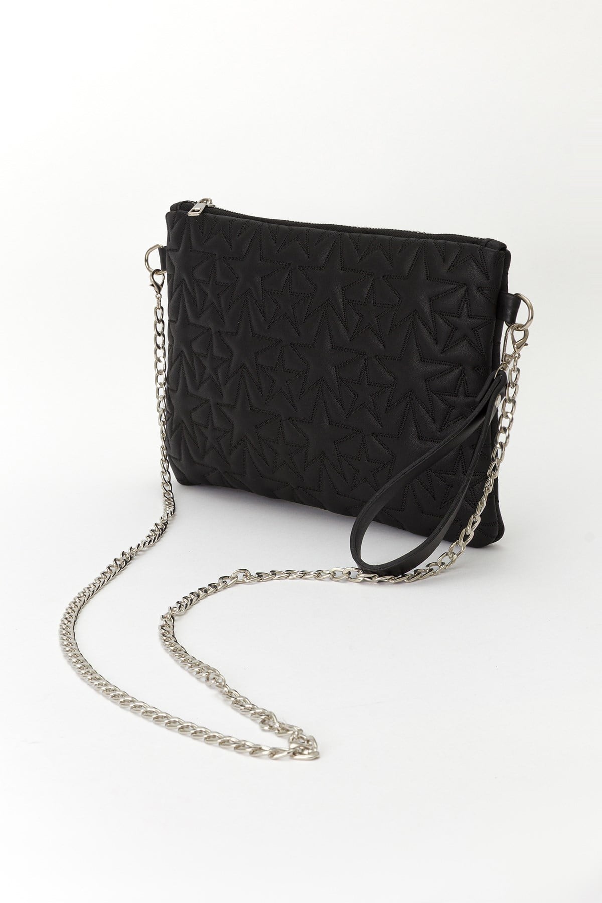 Yıldız Desen Clutch Çanta Siyah